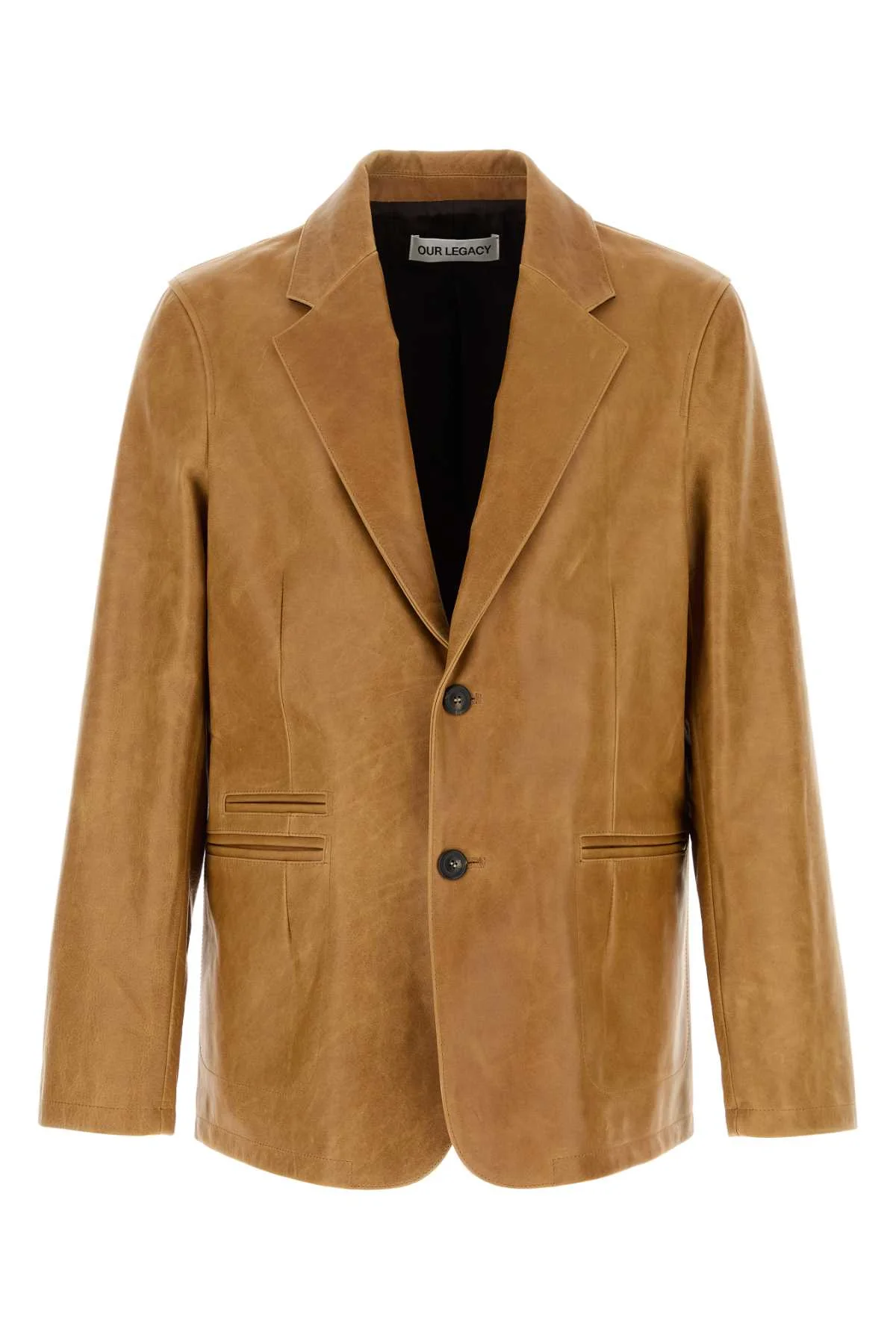 Our Legacy Men Camel Leather Opening Blazer - 1