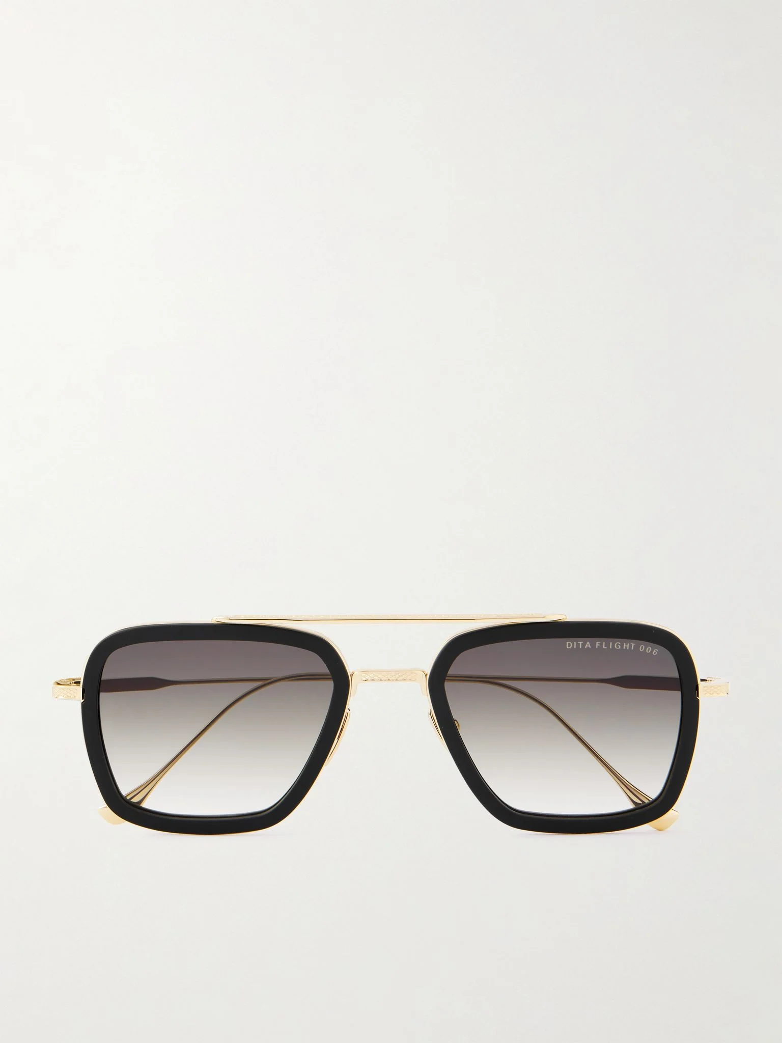 Flight.006 Double-Bridge Aviator-Style Gold-Tone Metal and Acetate Sunglasses Gold - 1