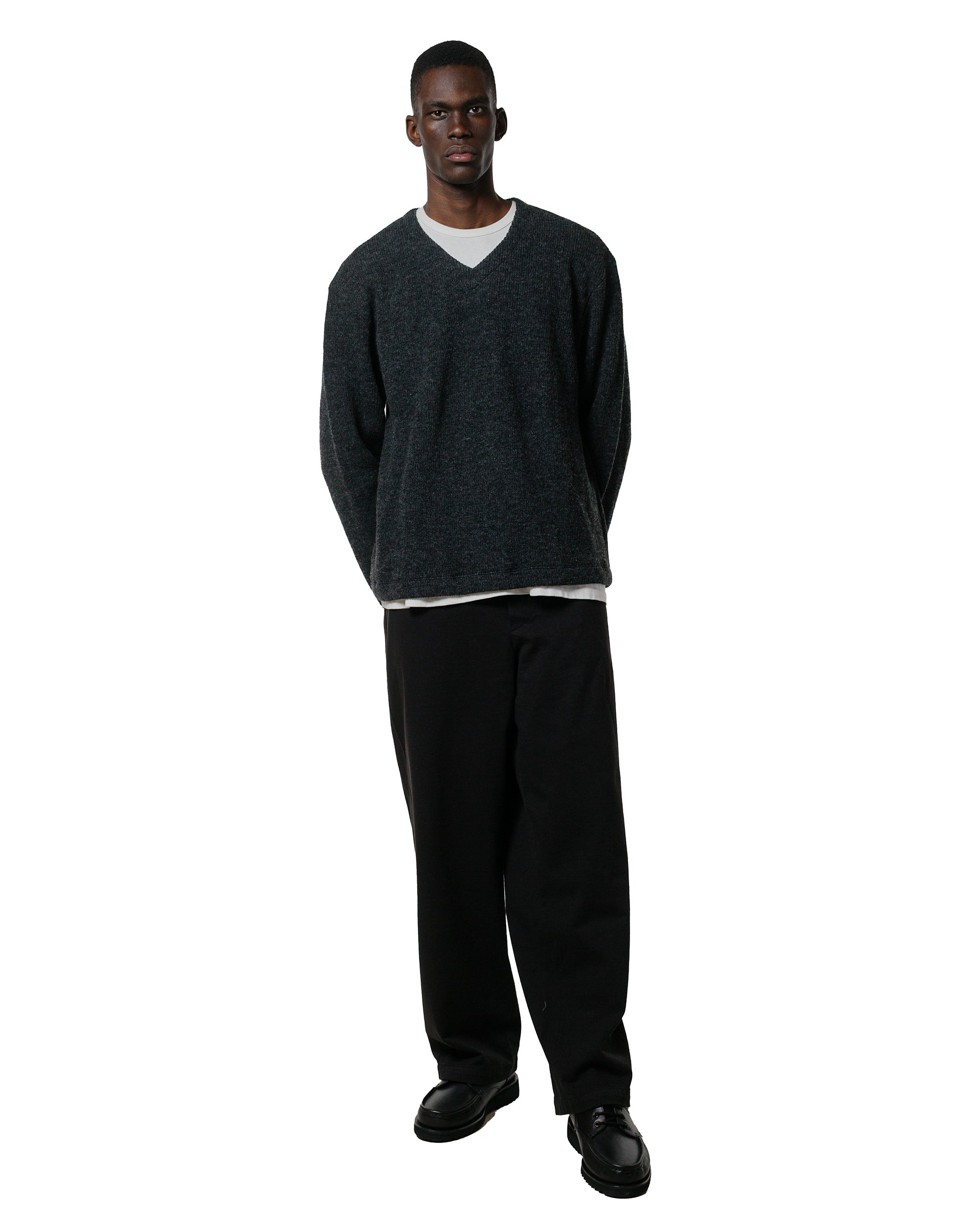 V Neck Snap Sweater Charcoal - 4