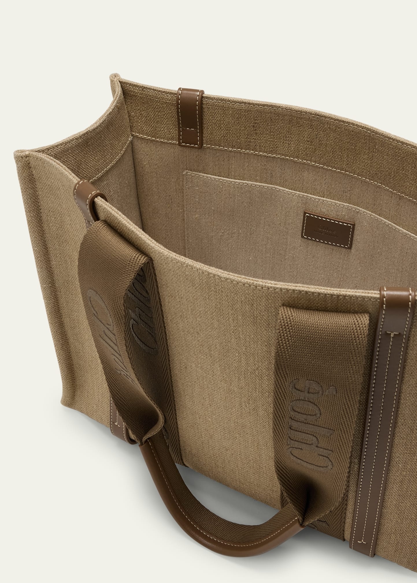 Woody Medium Tote Bag with Logo Webbing in Canvas - 4