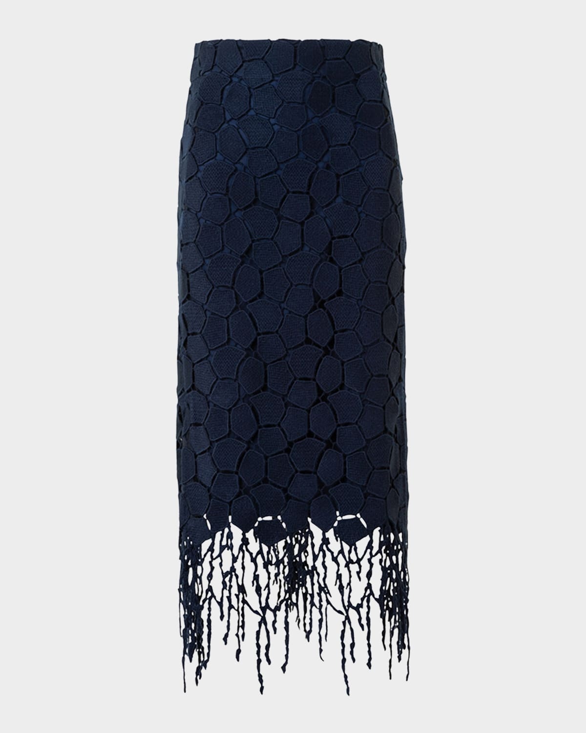 Broken Stone Guipure Fringed Midi Pencil Skirt - 1