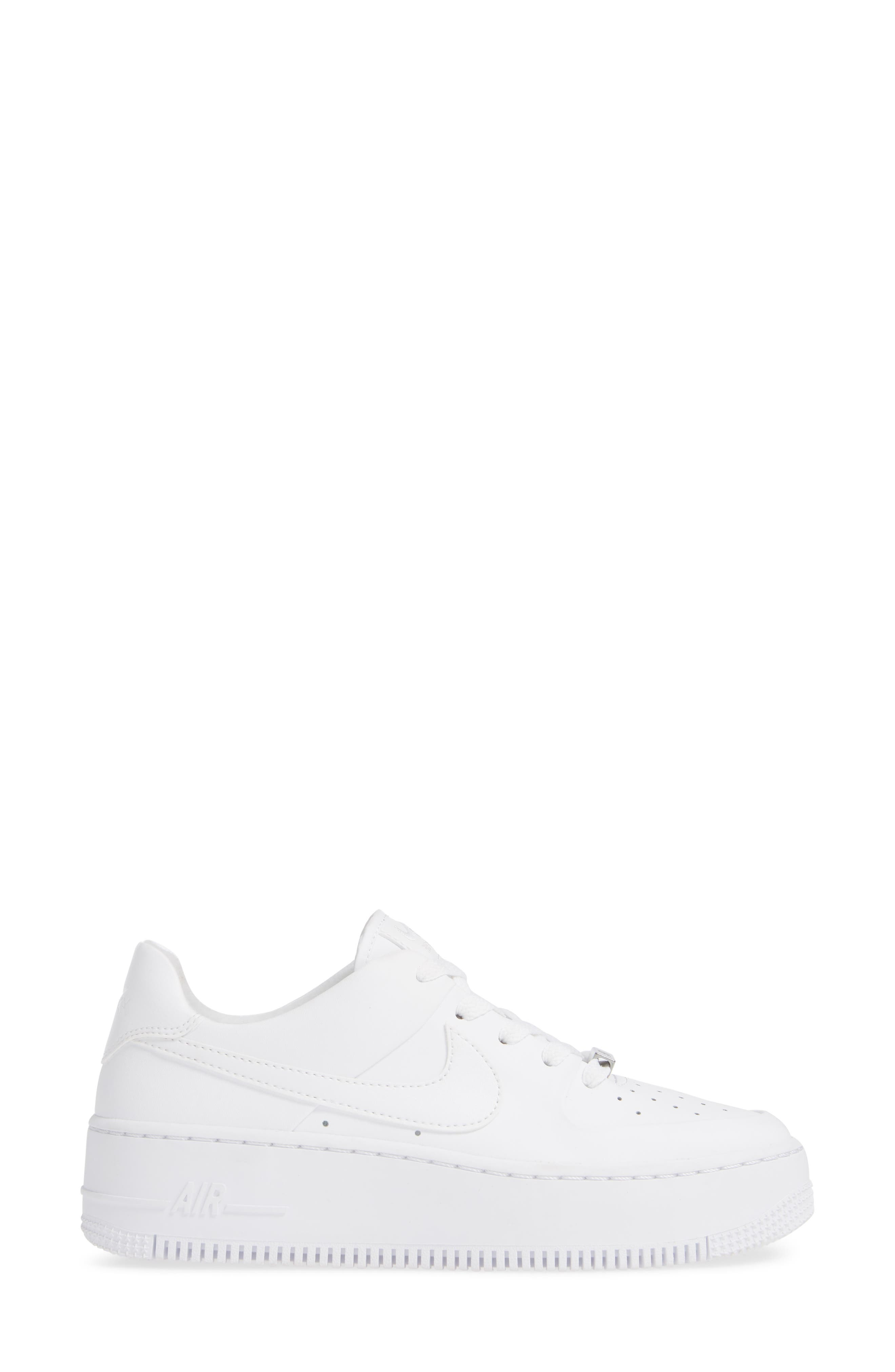 Nike Air Force 1 Sage Low Platform Sneaker in White/White/White at Nordstrom - 3
