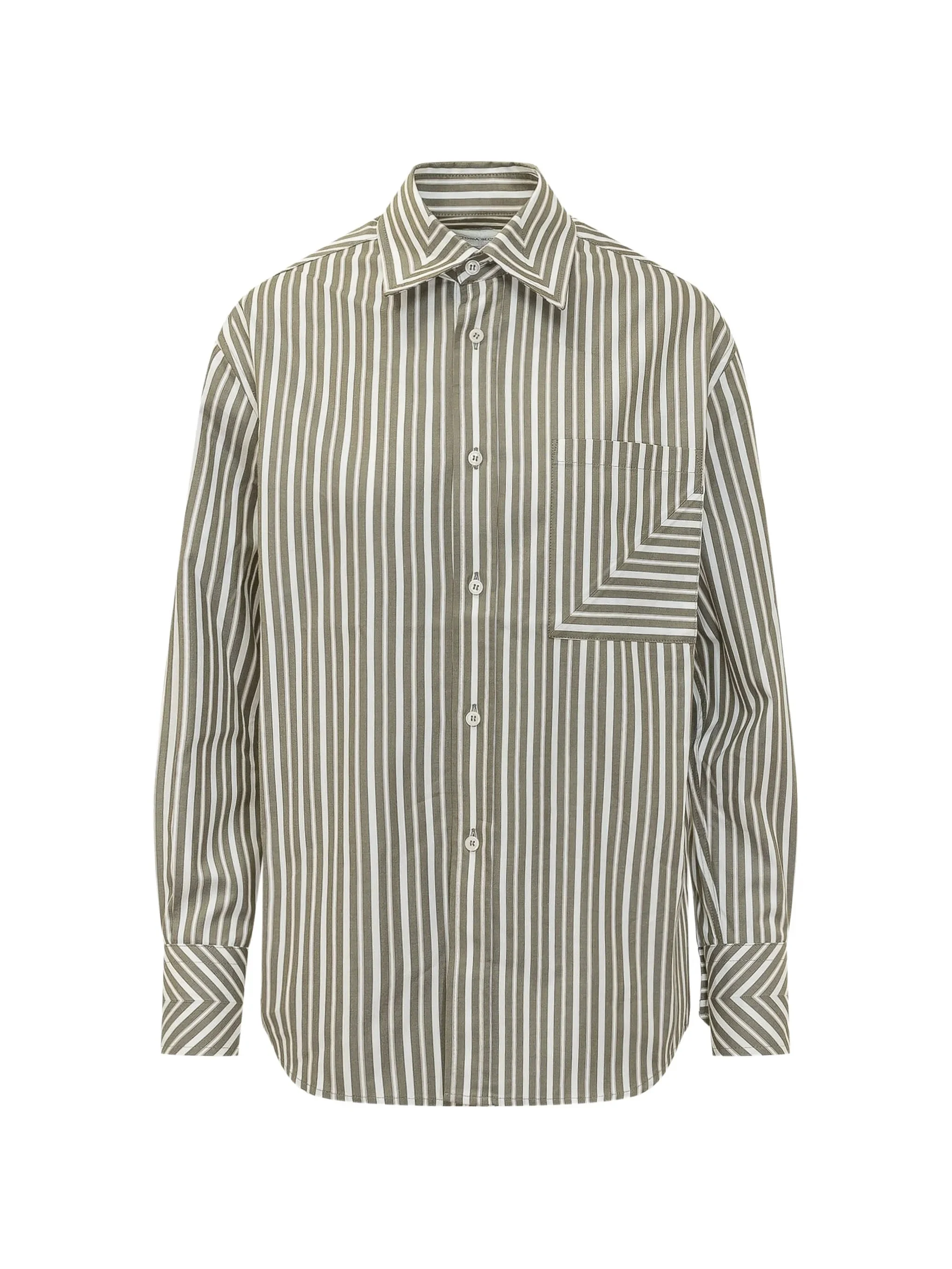 Victoria Beckham Vertical-stripe Cotton Shirt - 1