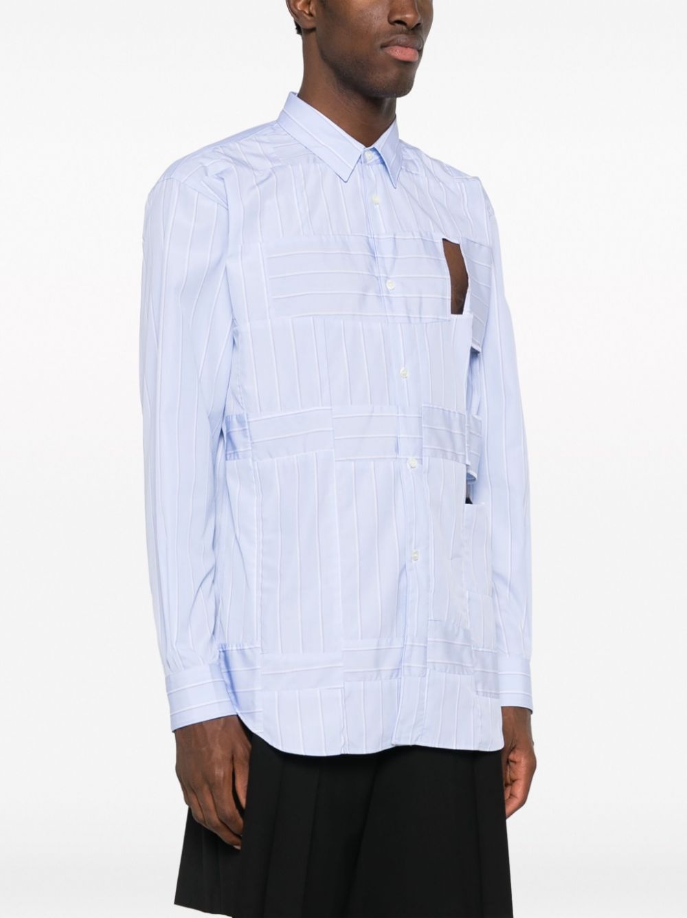 striped cut-out cotton shirt - 3