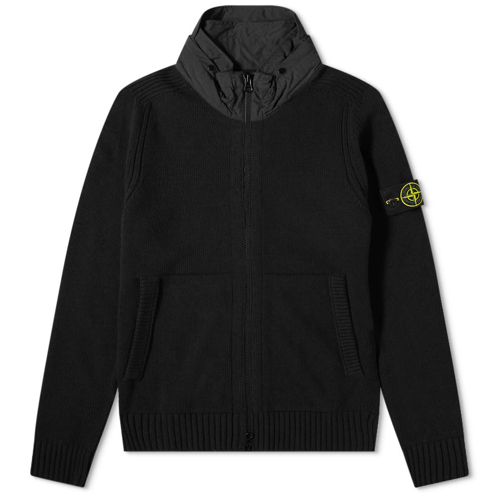 Stone Island Nylon Hood Knitted Jacket - 1