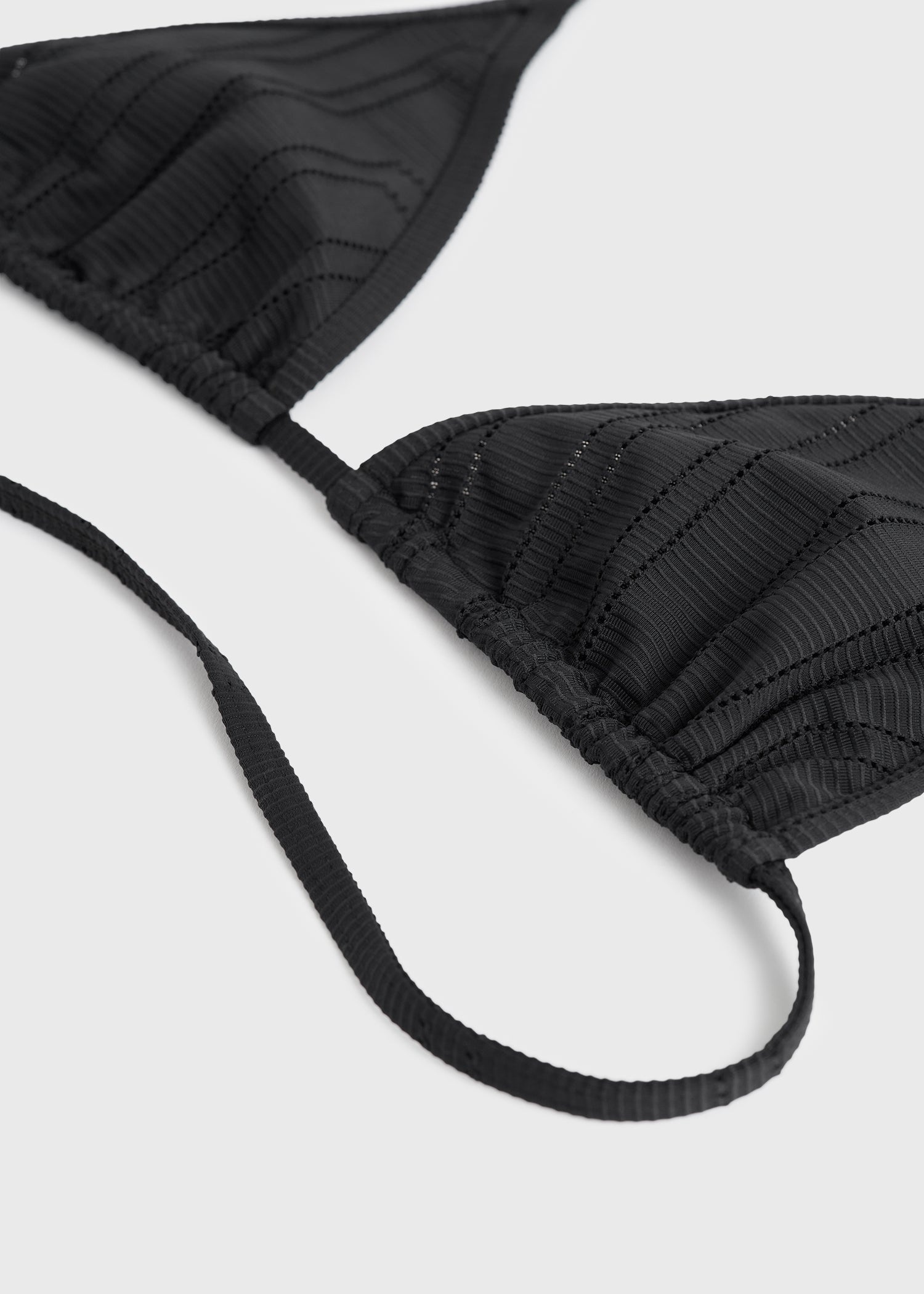 Monogram pointelle bikini top black - 7