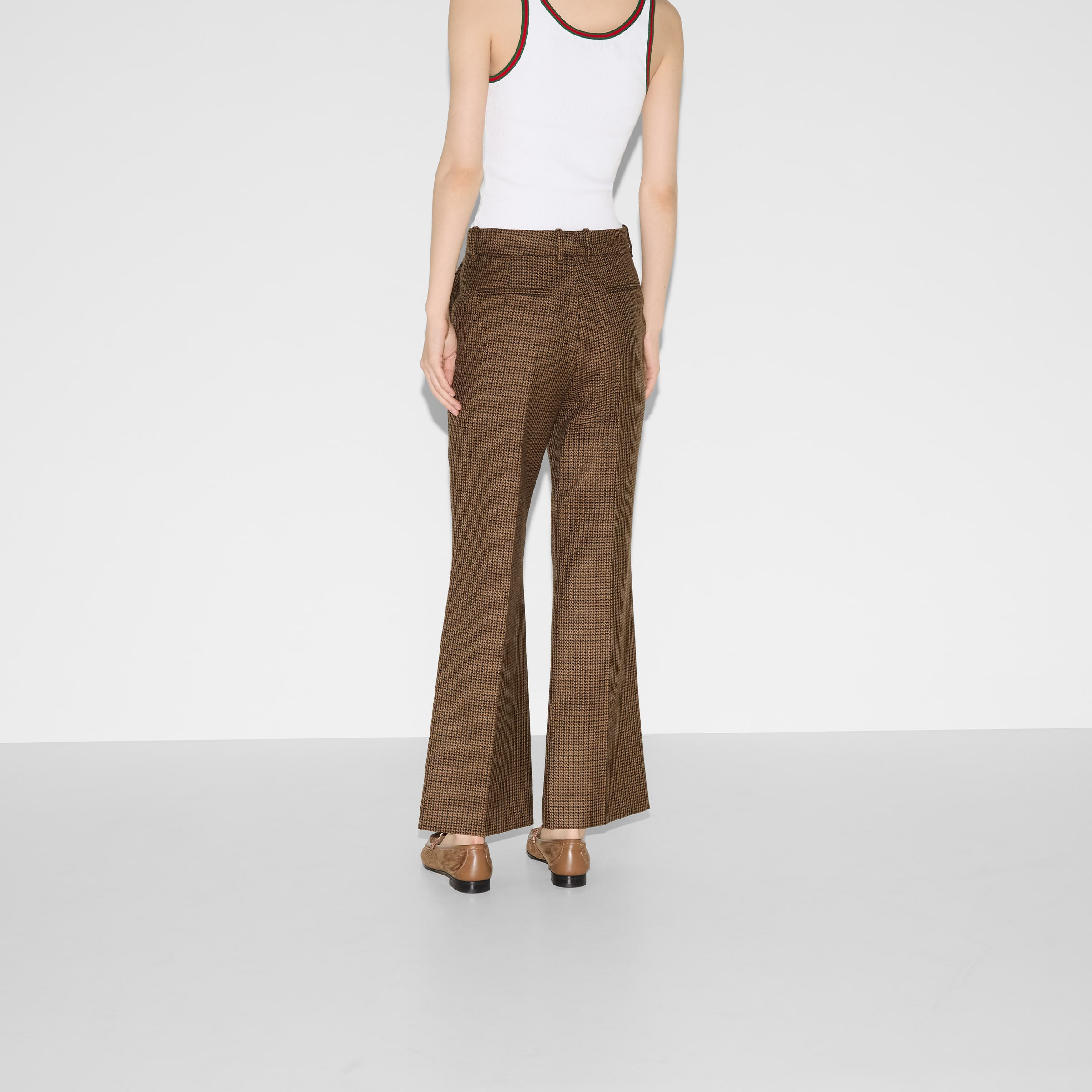Embroidered houndstooth wool pants - 4