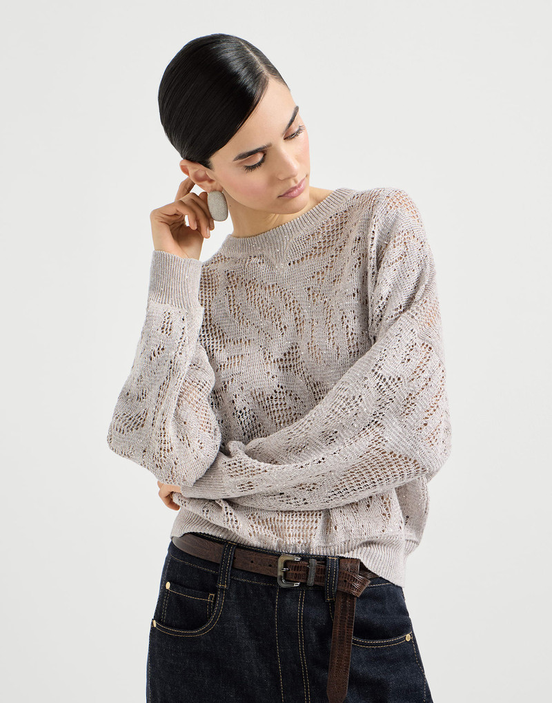 Dazzling water lillies sweater in linen and cotton 2