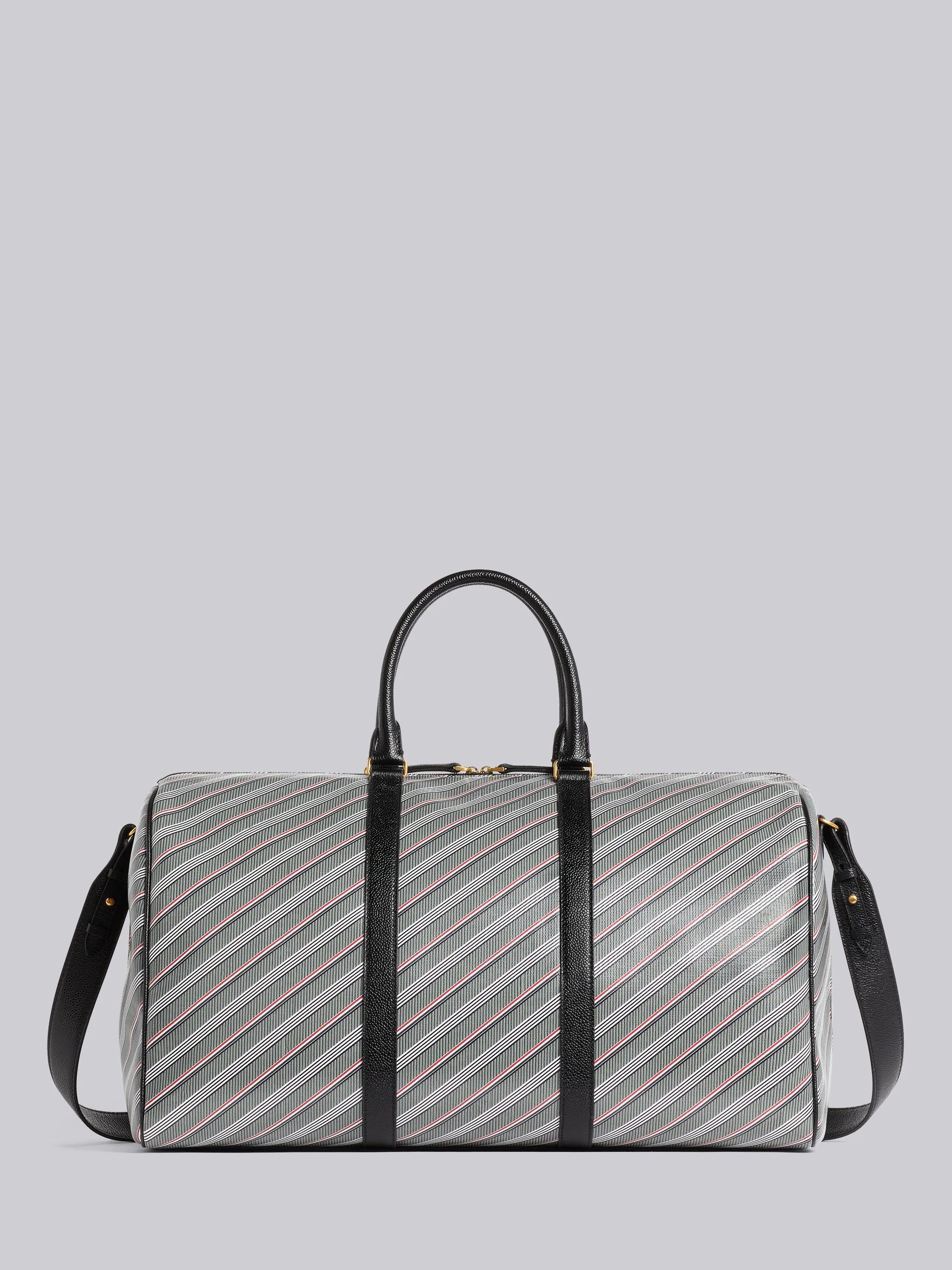 Thom Browne Medium Grey Monogram Coated Canvas Leather Shoulder 
