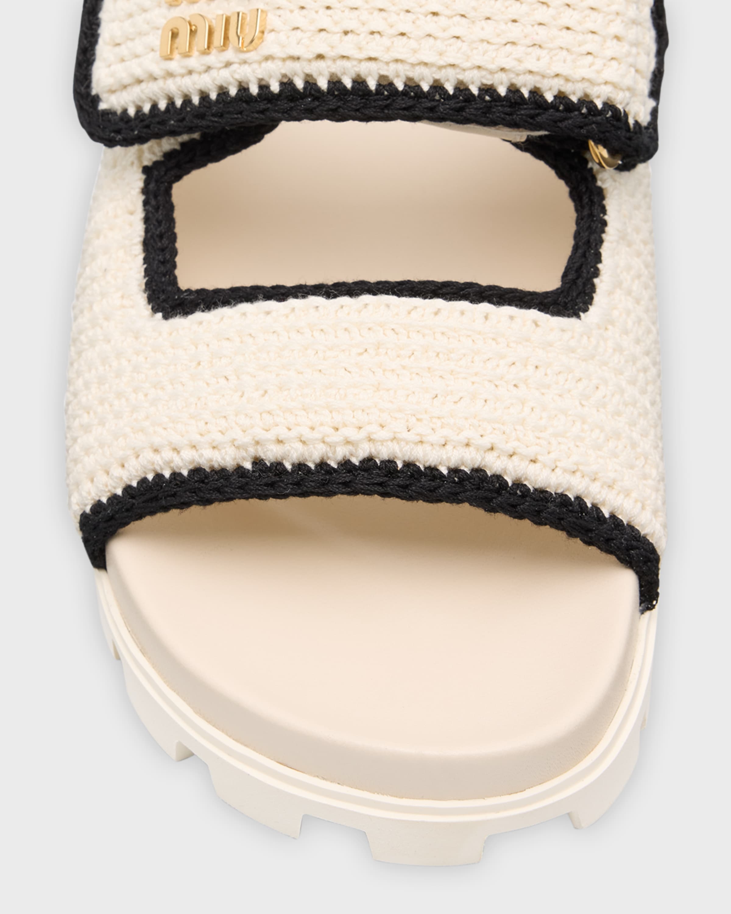 Bicolor Crochet Grip Slide Sandals - 4