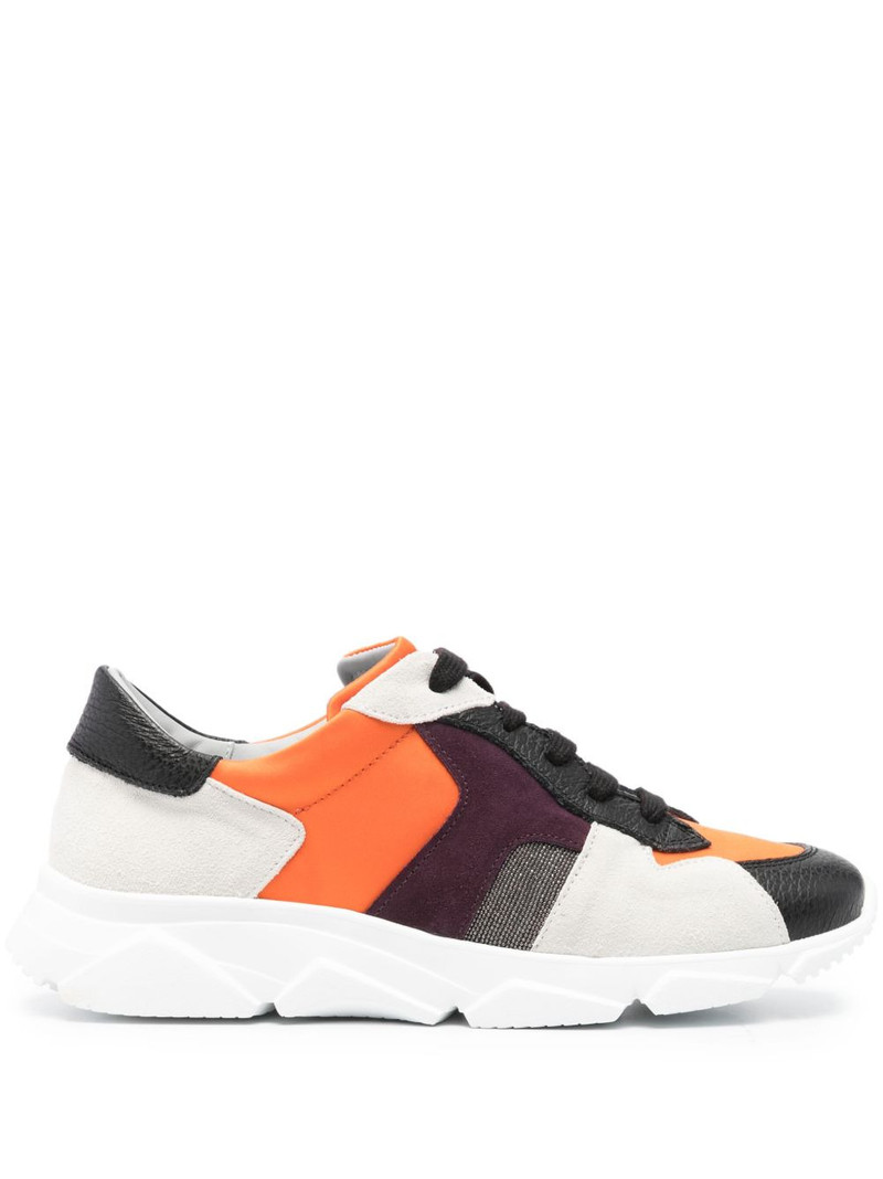 colour-block panelled leather sneakers 1