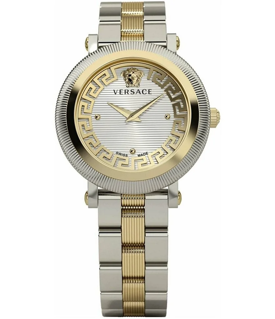 Women's Greca Flourish Quartz Analog Two Tone Stainless Steel Bracelet Watch - 1