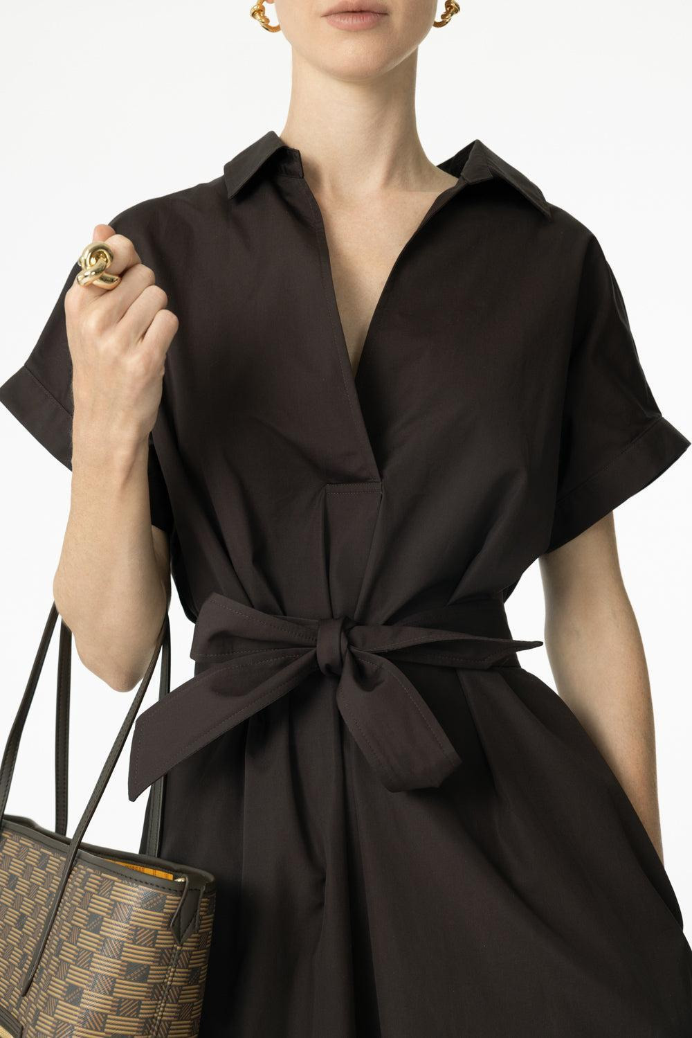 Short Sleeve Belted Midi Dress - 3