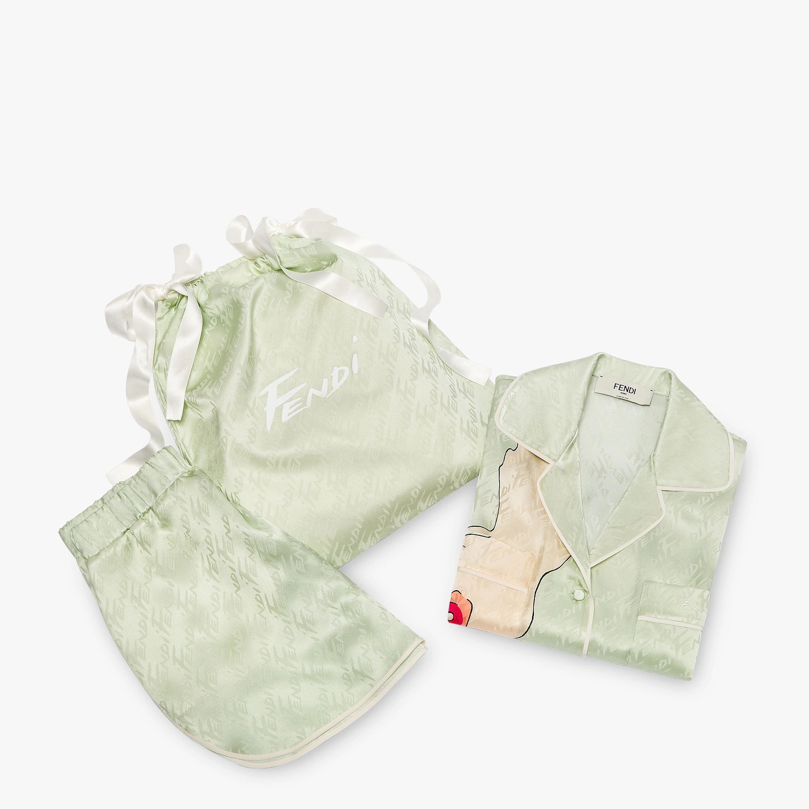 Multicolor silk pajama set - 6