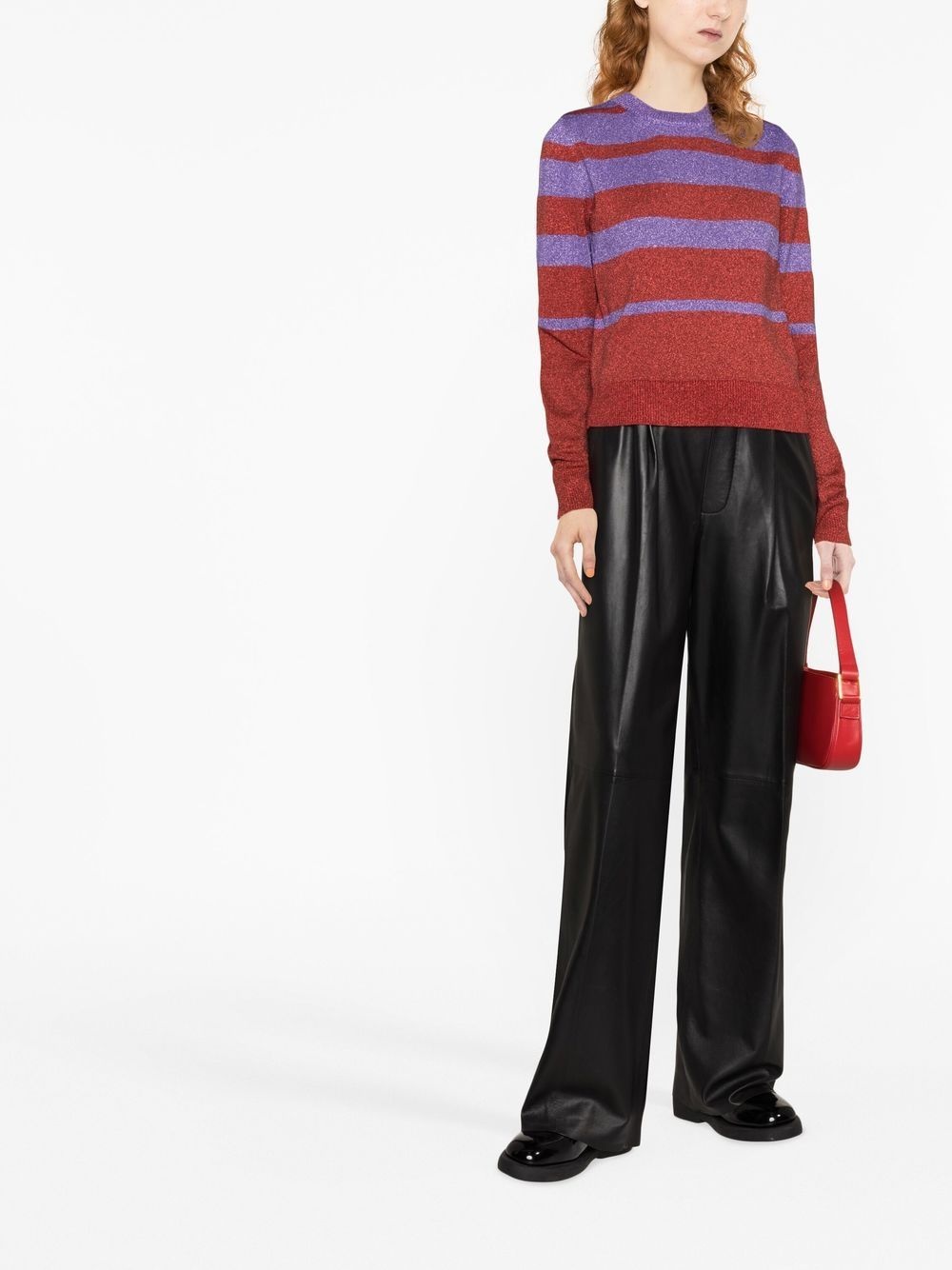 striped crew-neck jumper - 2