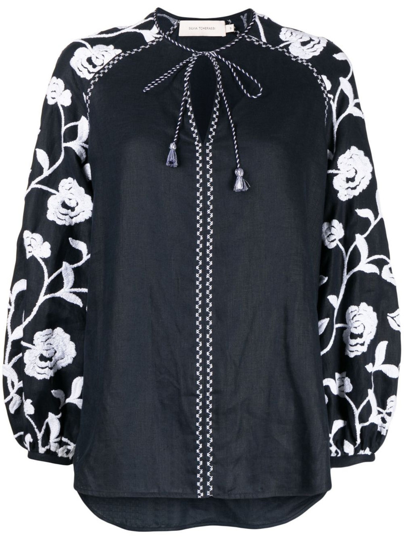 Molveno floral-embroidered tunic top 1