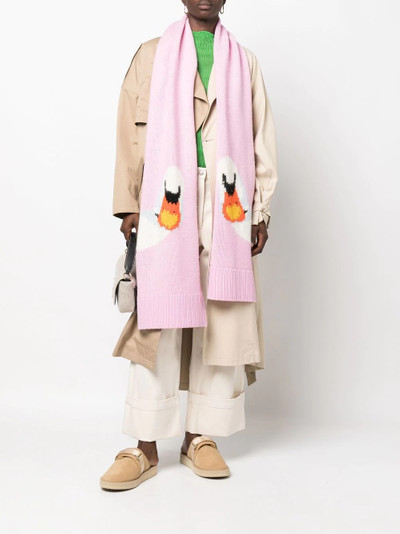 JW Anderson intarsia-knit swan scarf outlook