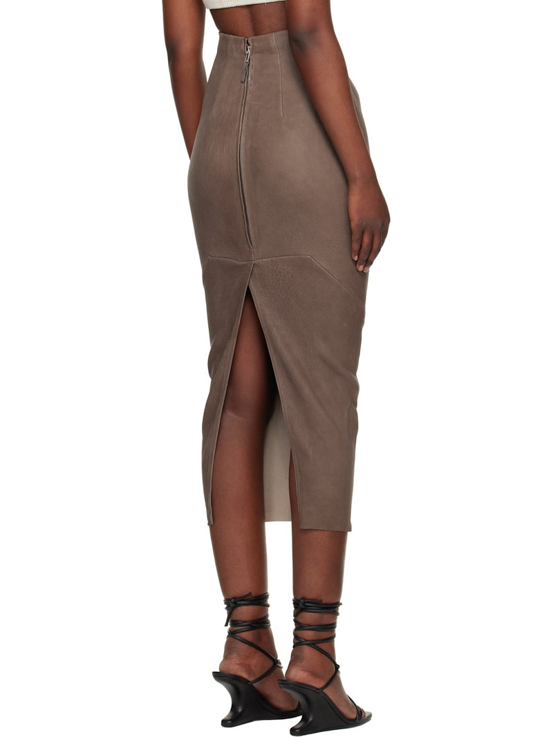 Gray Temple Dirt Pilla Leather Midi Skirt 3