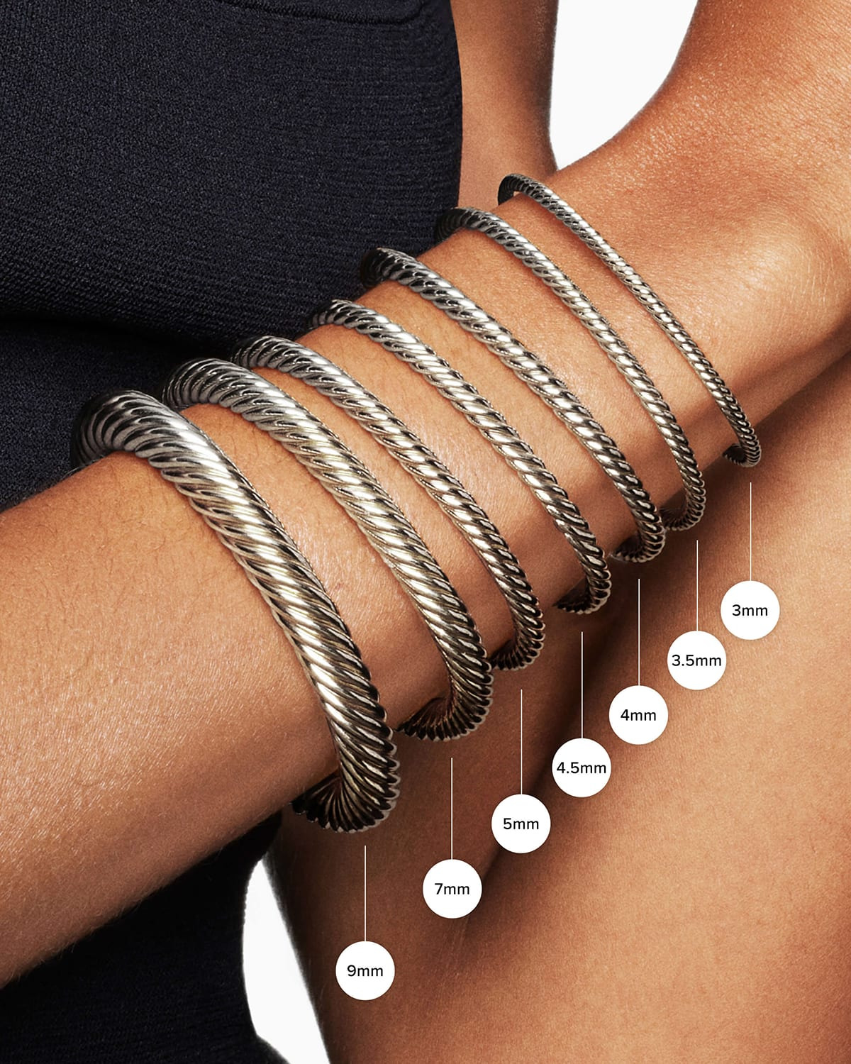 Cable Flex Bracelet with Gemstone in Silver and 14K Gold - 4