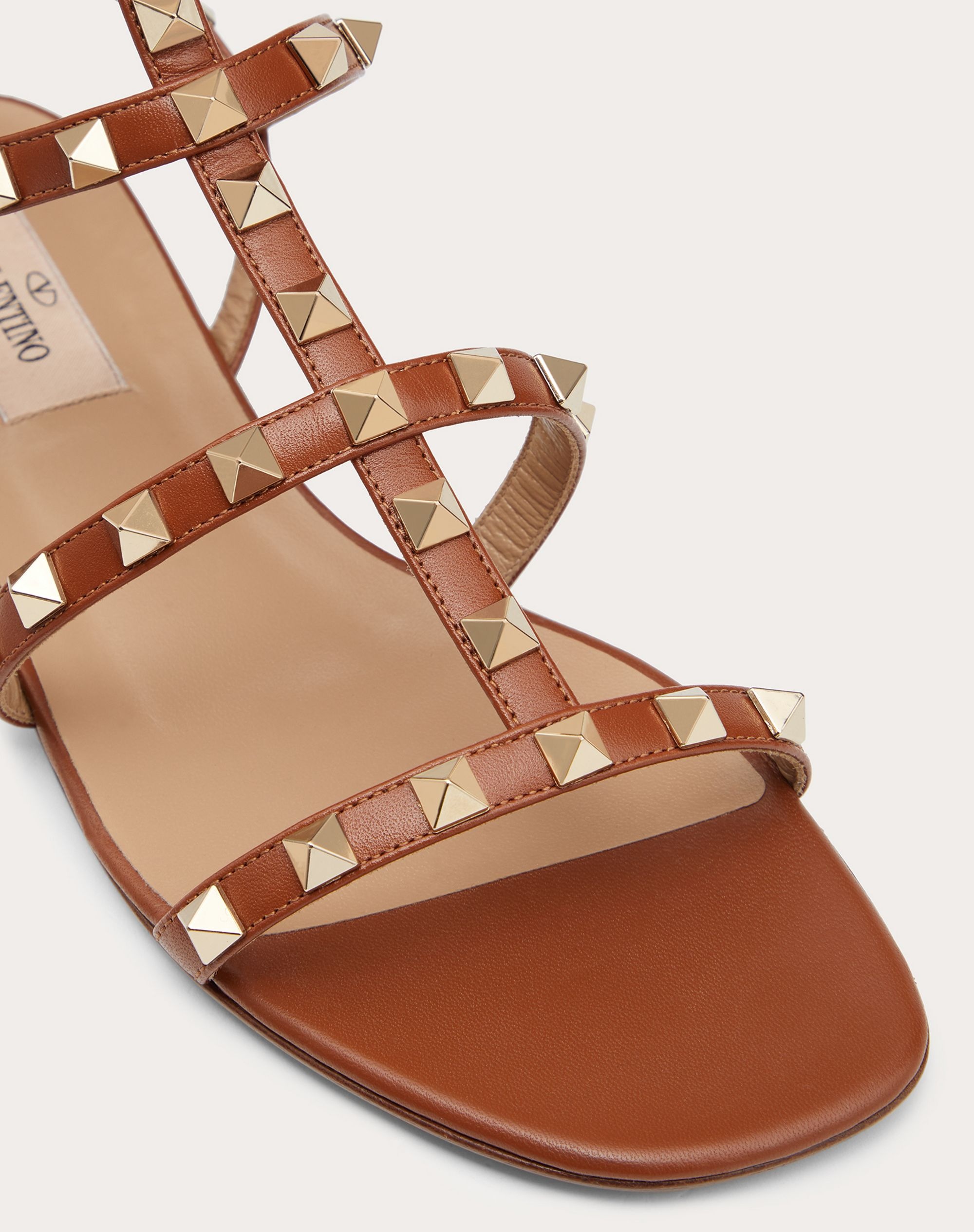 Rockstud Flat Calfskin Sandal with Straps - 5