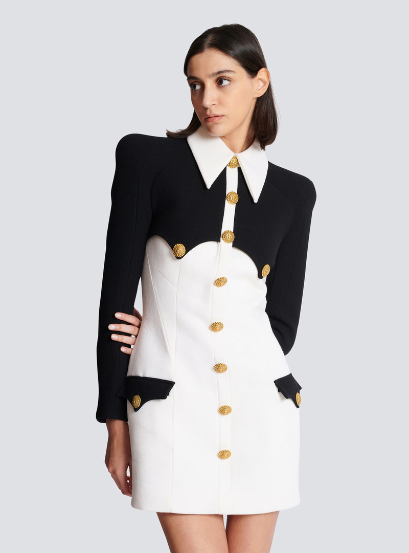 Short buttoned crepe dress 7