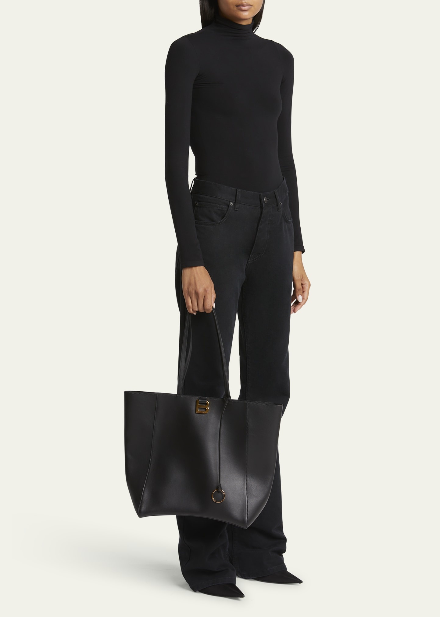 Hourglass Large Soft Leather Tote Bag - 5
