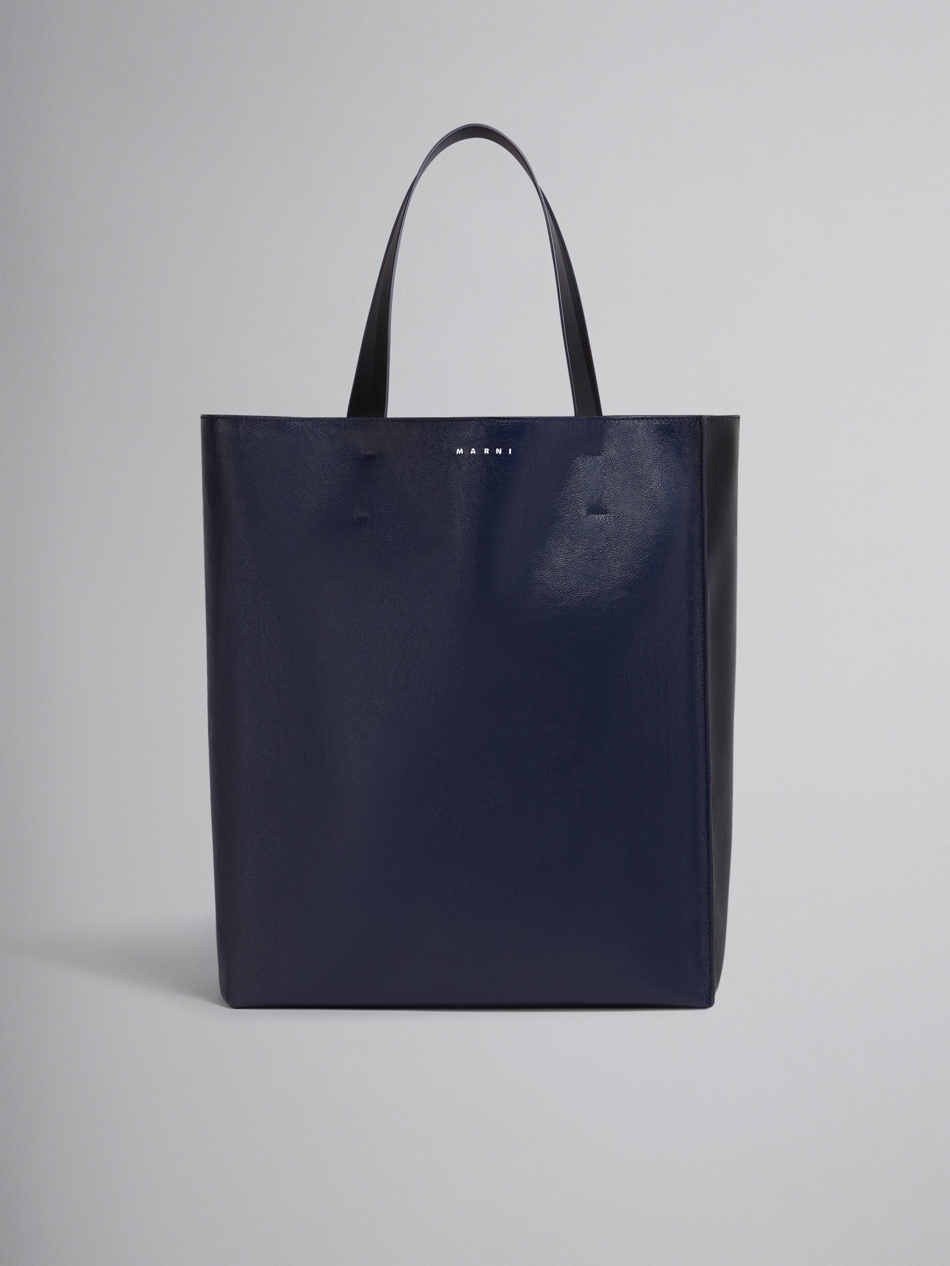 MUSEO SOFT LARGE BAG IN BLACK AND BLUE LEATHER - 1