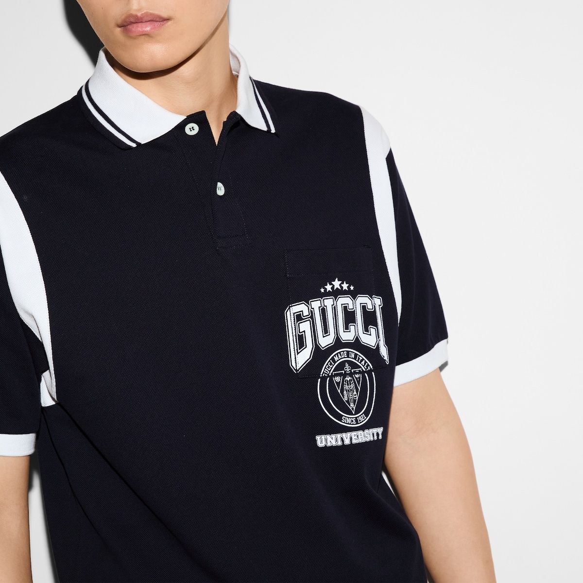 Cotton piquet polo shirt with print - 5