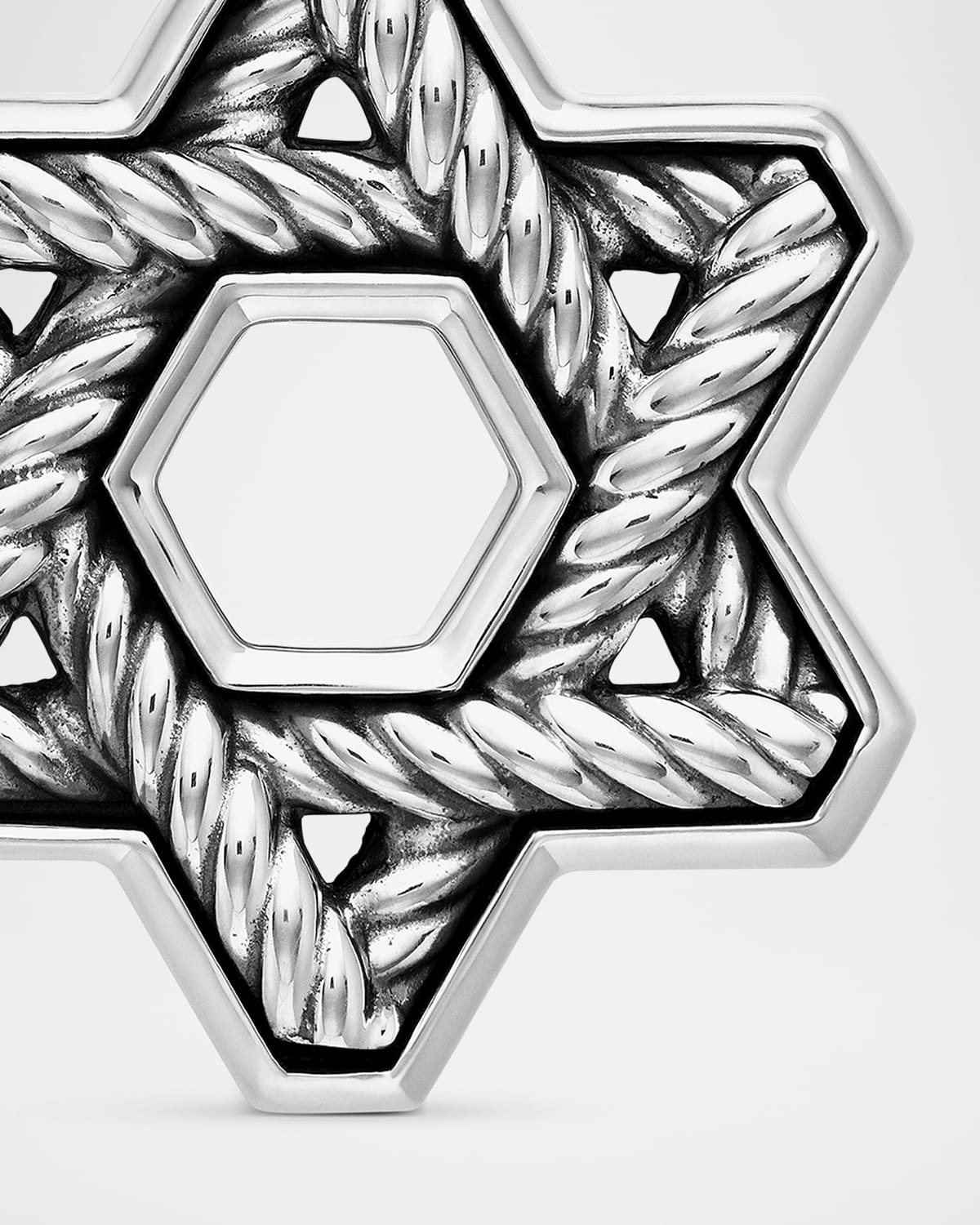 Men's Cable Star of David Pendant in Silver, 19mm - 5