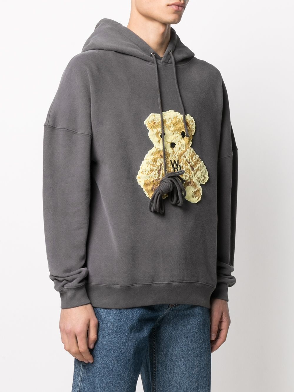 embroidered teddy bear hoodie - 4