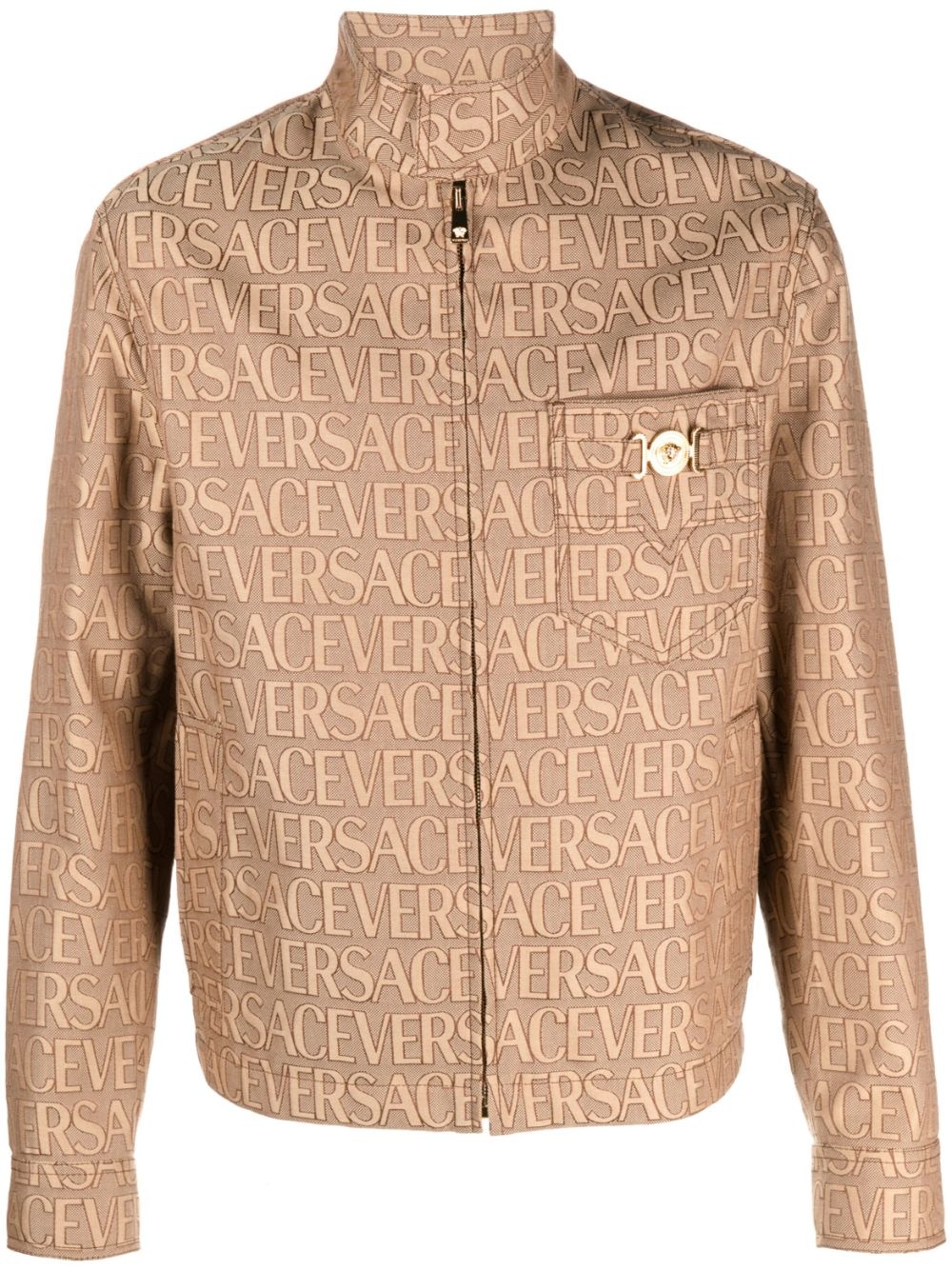 Versace Allover-jacquard high-neck jacket - 1