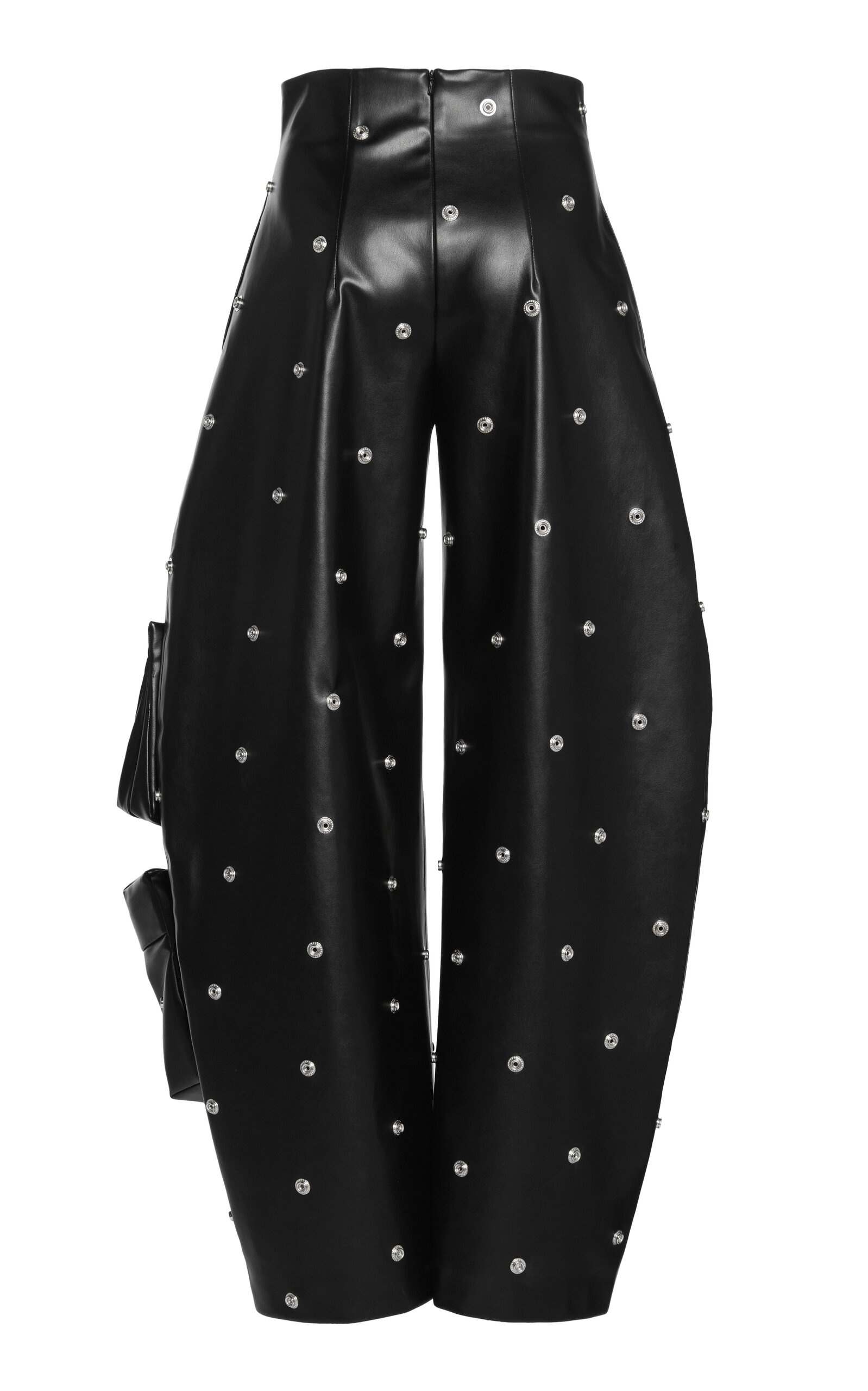 Faux Leather Studded Flared Leg Pants black - 3