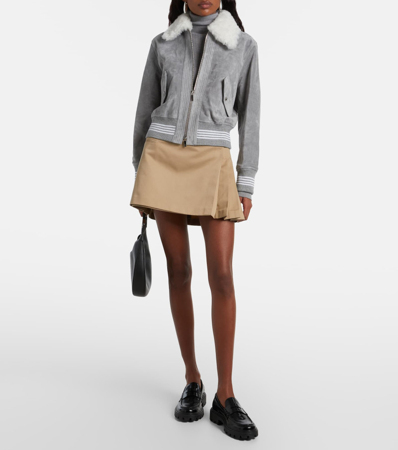 Thom Browne Shearling-trimmed suede jacket outlook