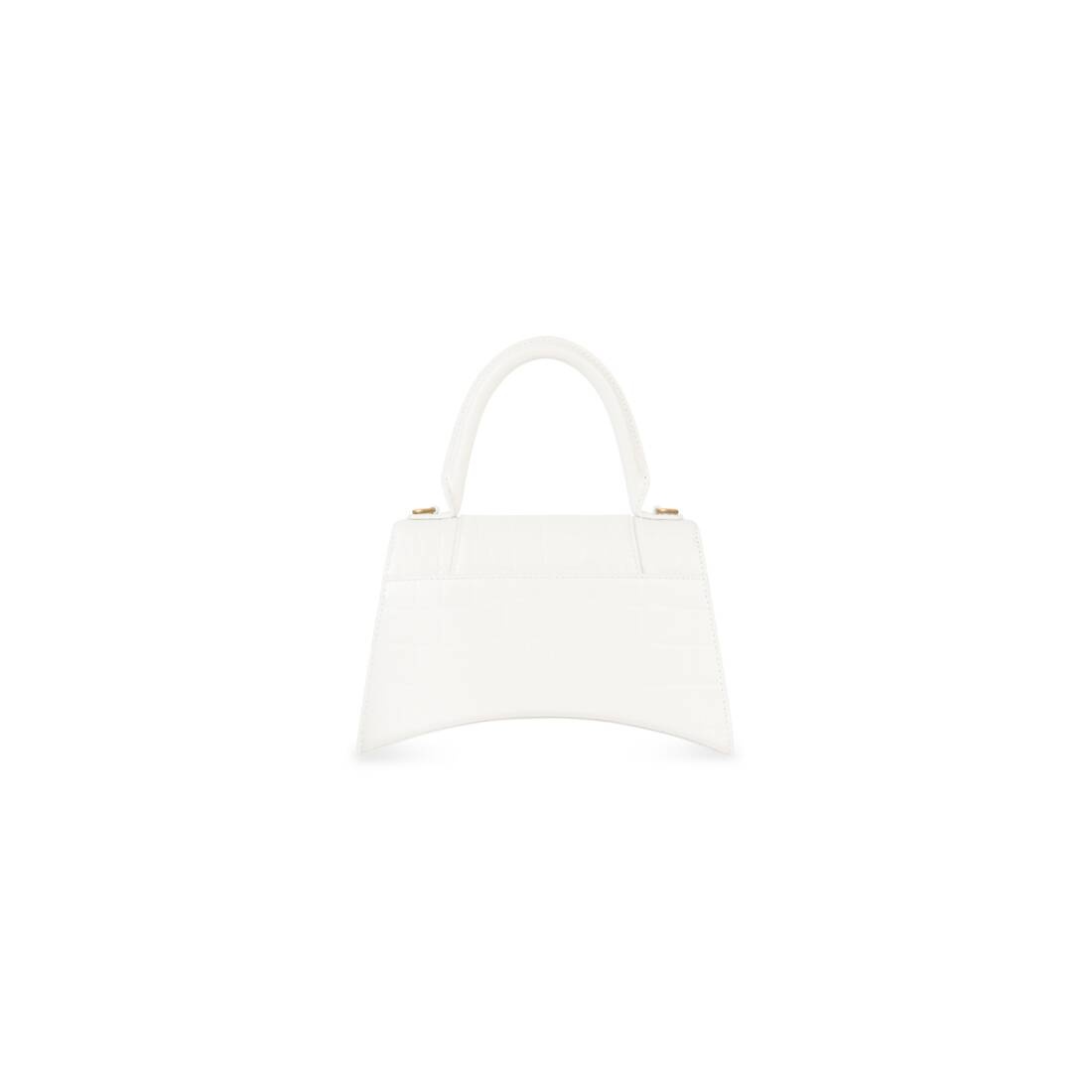 Women's Hourglass Small Handbag Crocodile Embossed in White - 3