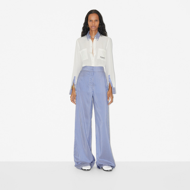 Burberry Striped Trim Silk Shirt outlook