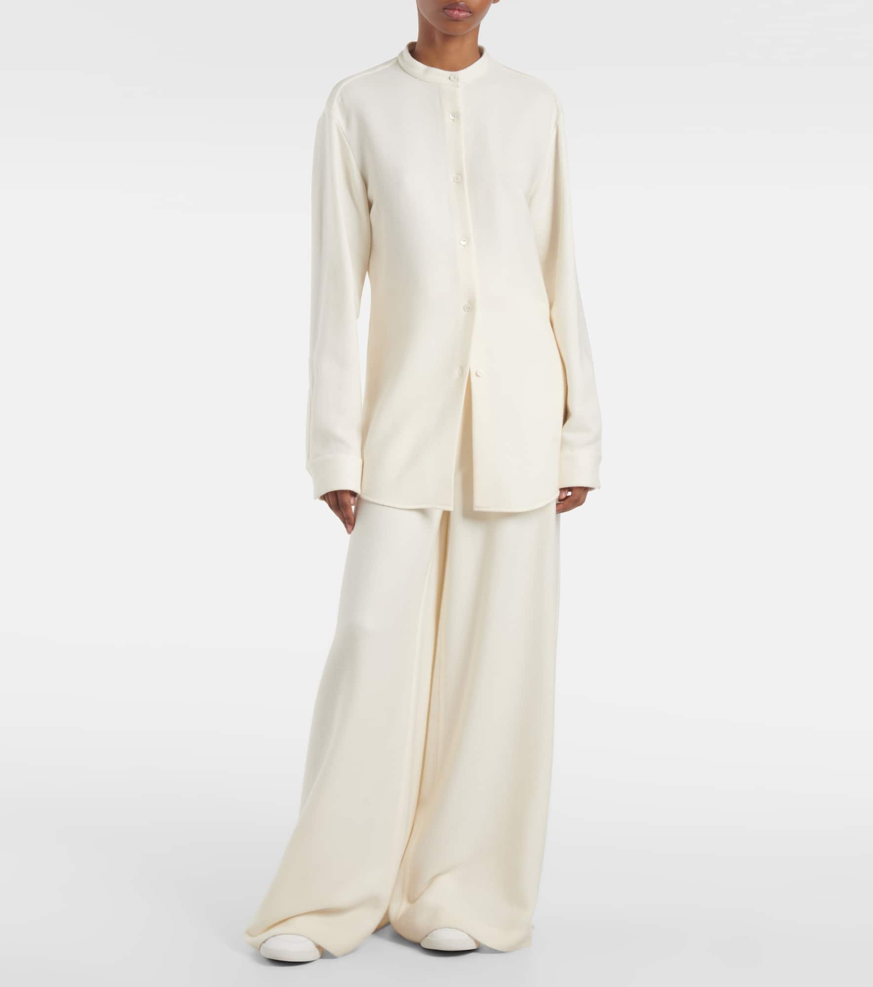 Gelos wool and silk jacquard palazzo pants - 2