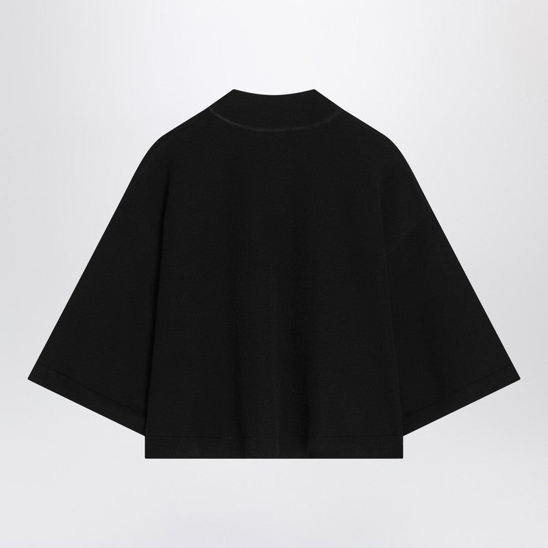 Alaia Black Crop T-Shirt In Cotton Knit Women - 2