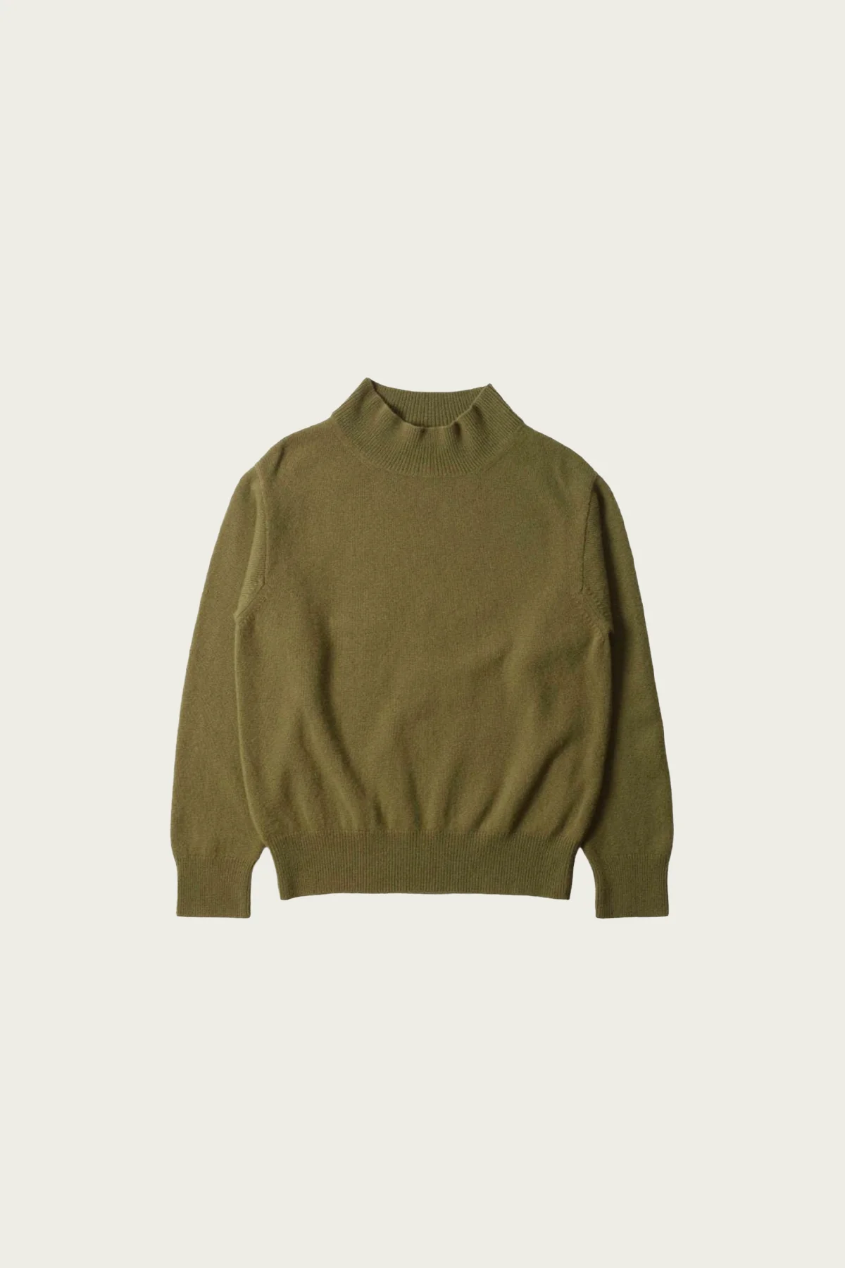 Mock Neck Jumper - Olive Geelong Lambswool - 1