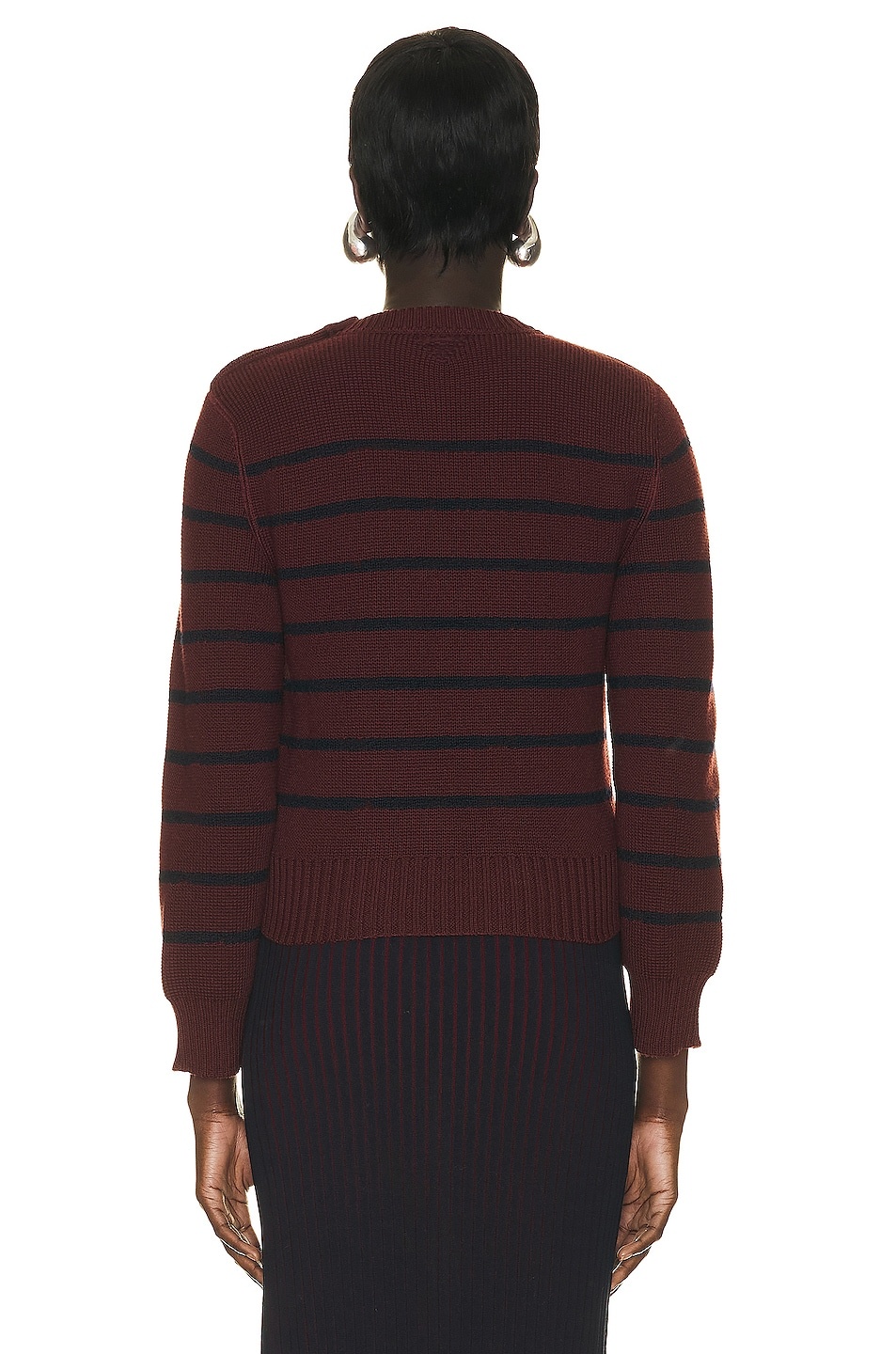 Striped Rib Knit Sweater - 4