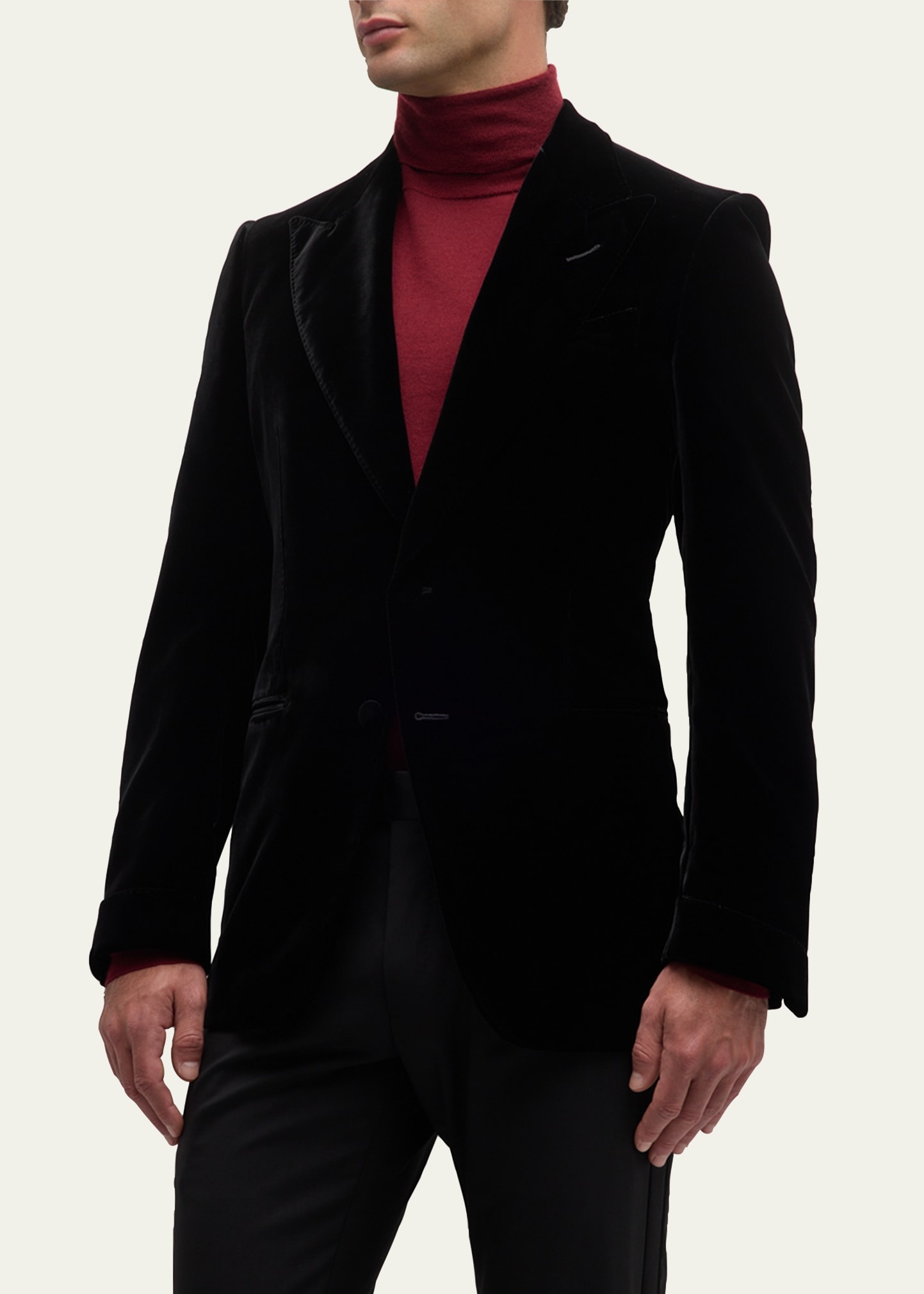 Men's Wool-Silk Velvet Cocktail Jacket - 4