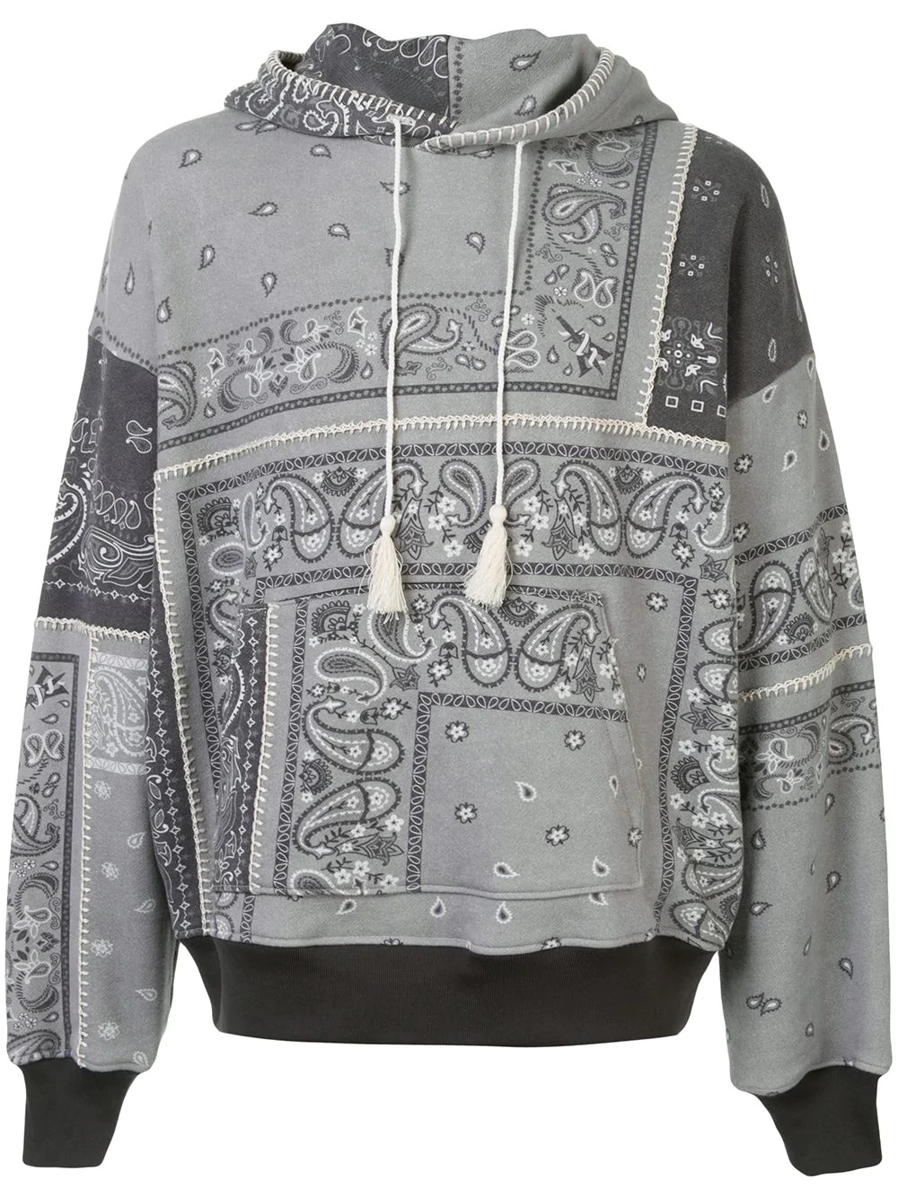 patchwork paisley print hoodie - 1