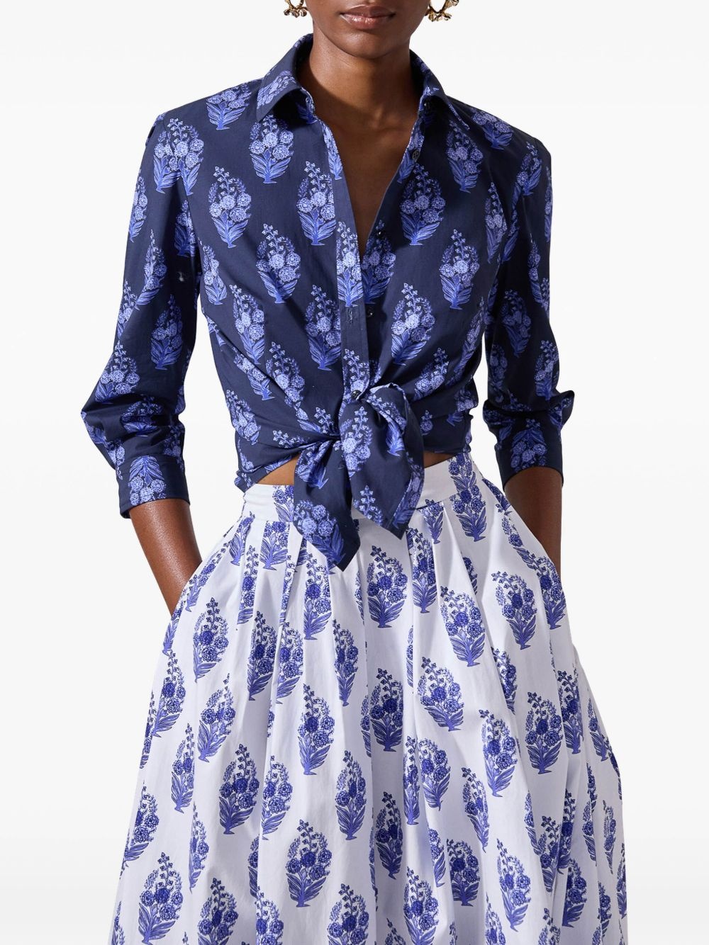 Floral Block-print midi skirt - 4