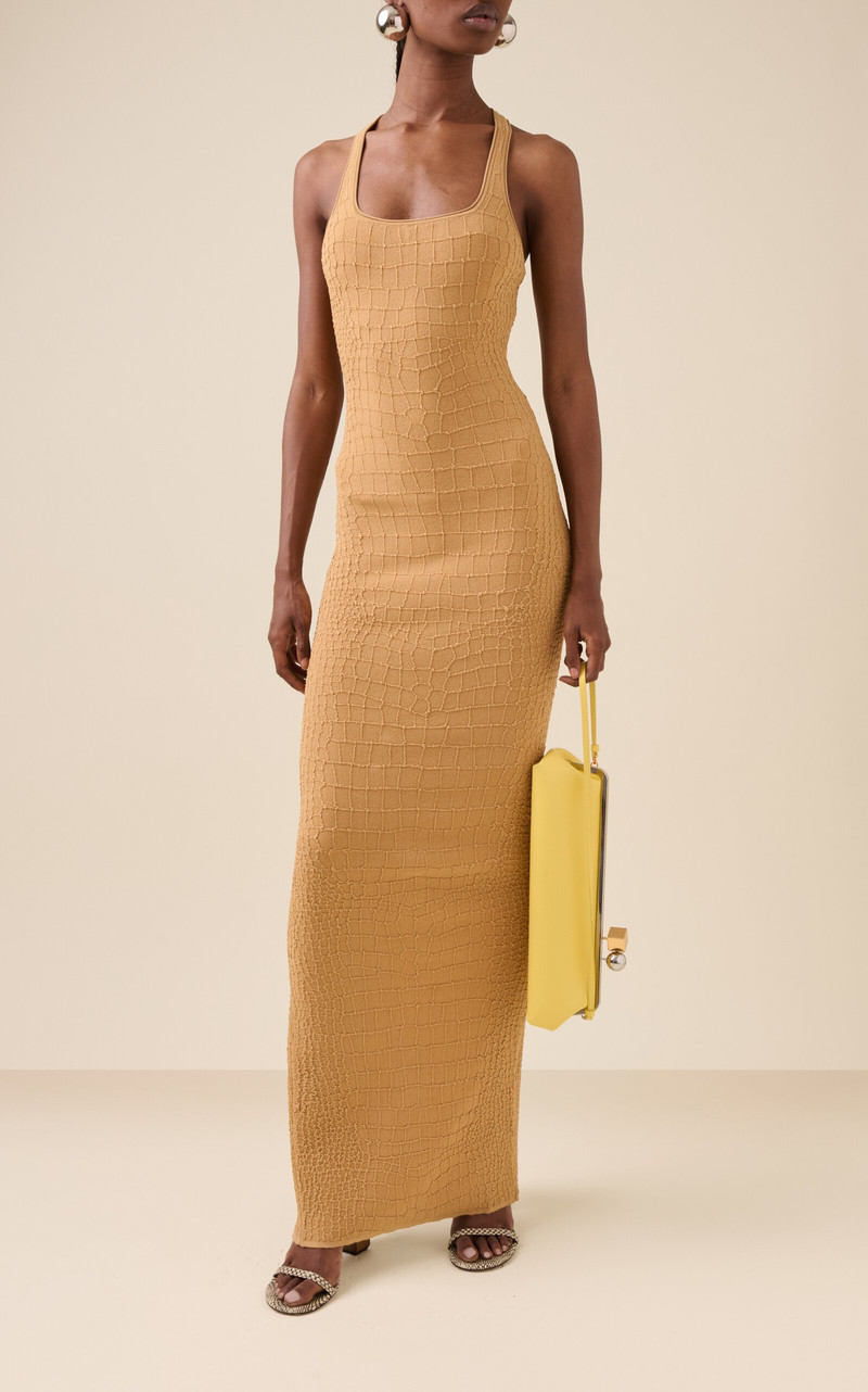 JACQUEMUS Scala Croc-Knit Maxi Tank Dress neutral outlook