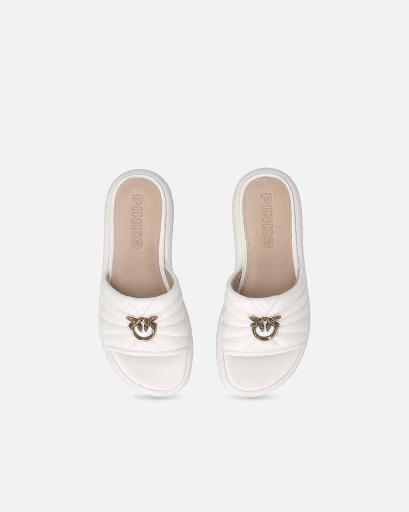 PERFORATED NAPPA LEATHER SLIP-ON SANDALS WITH LOVE BIRDS LOGO 9