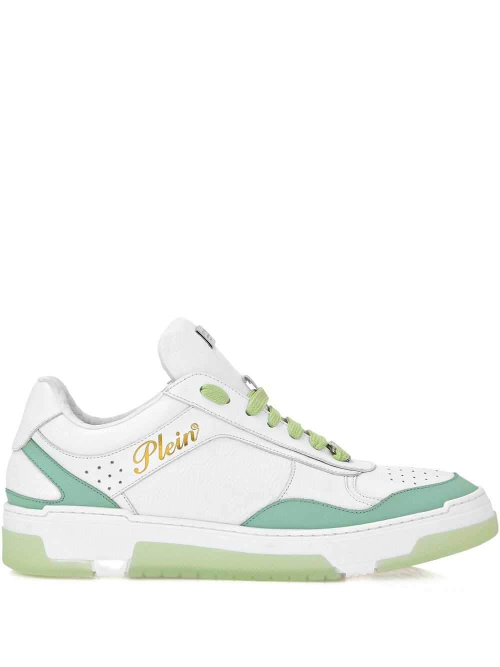 leather lace-up sneakers - 1