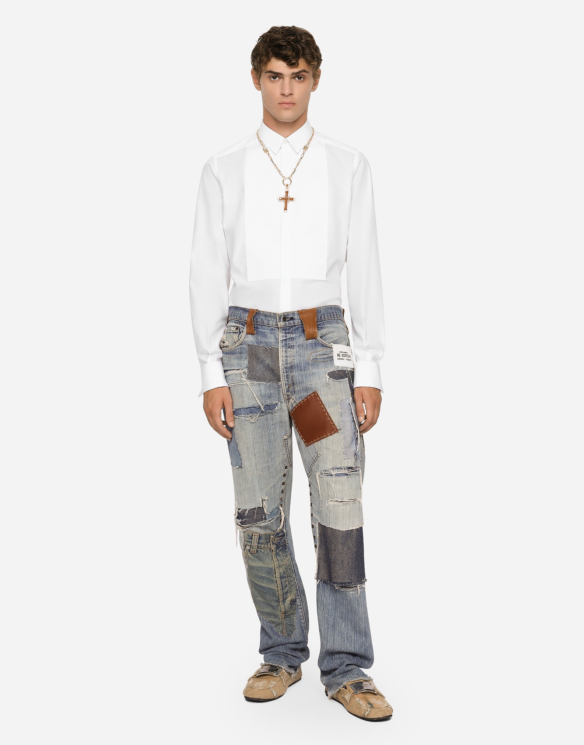 Straight-leg patchwork denim jeans - 2