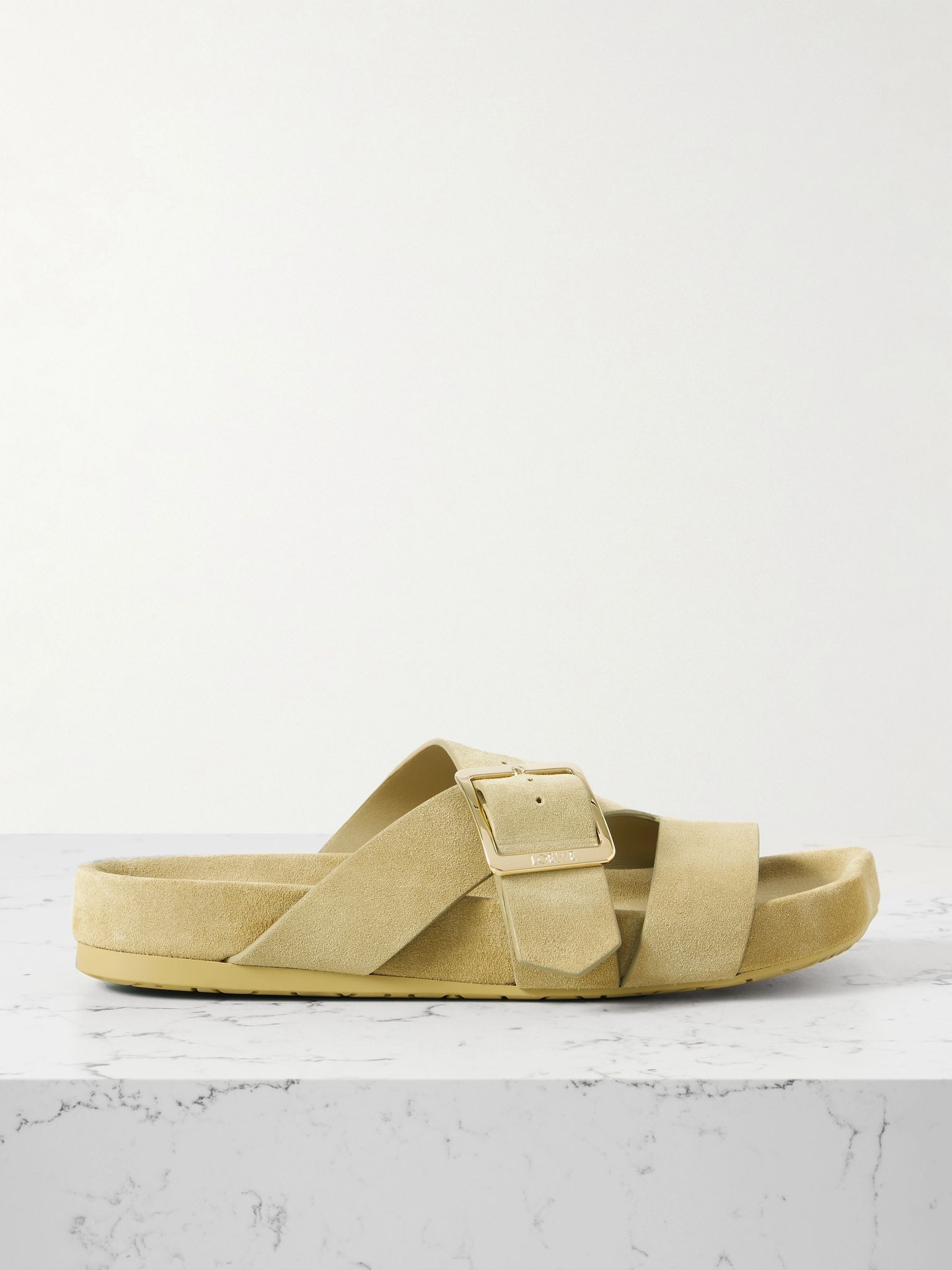 Ease buckled suede slides Beige - 1