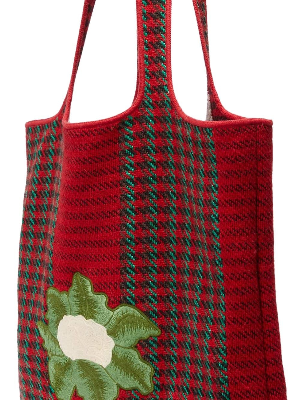 cauliflower embroidered houndstooth tote bag - 4