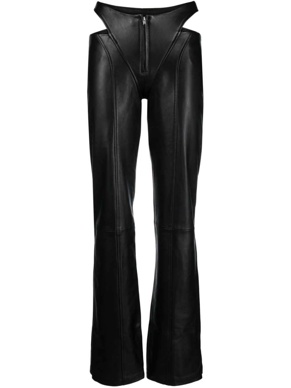 cut-out leather trousers - 1