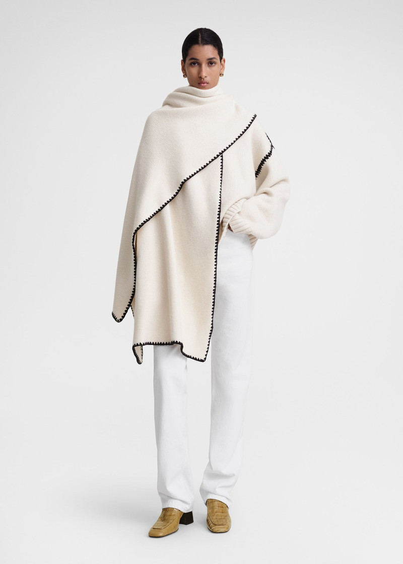 TOTEME Embroidered wool cashmere scarf snow outlook